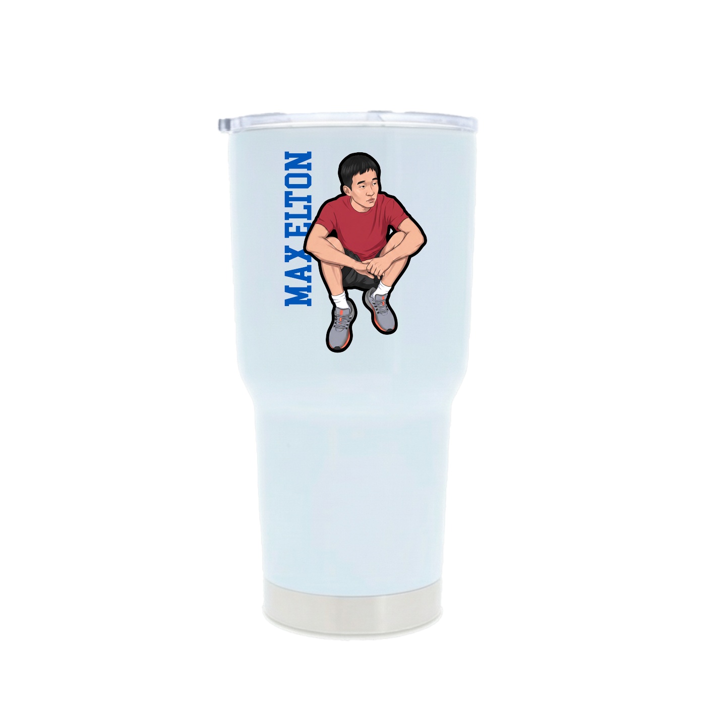 30oz Stainless Steel Tumbler — Name Vertical in White