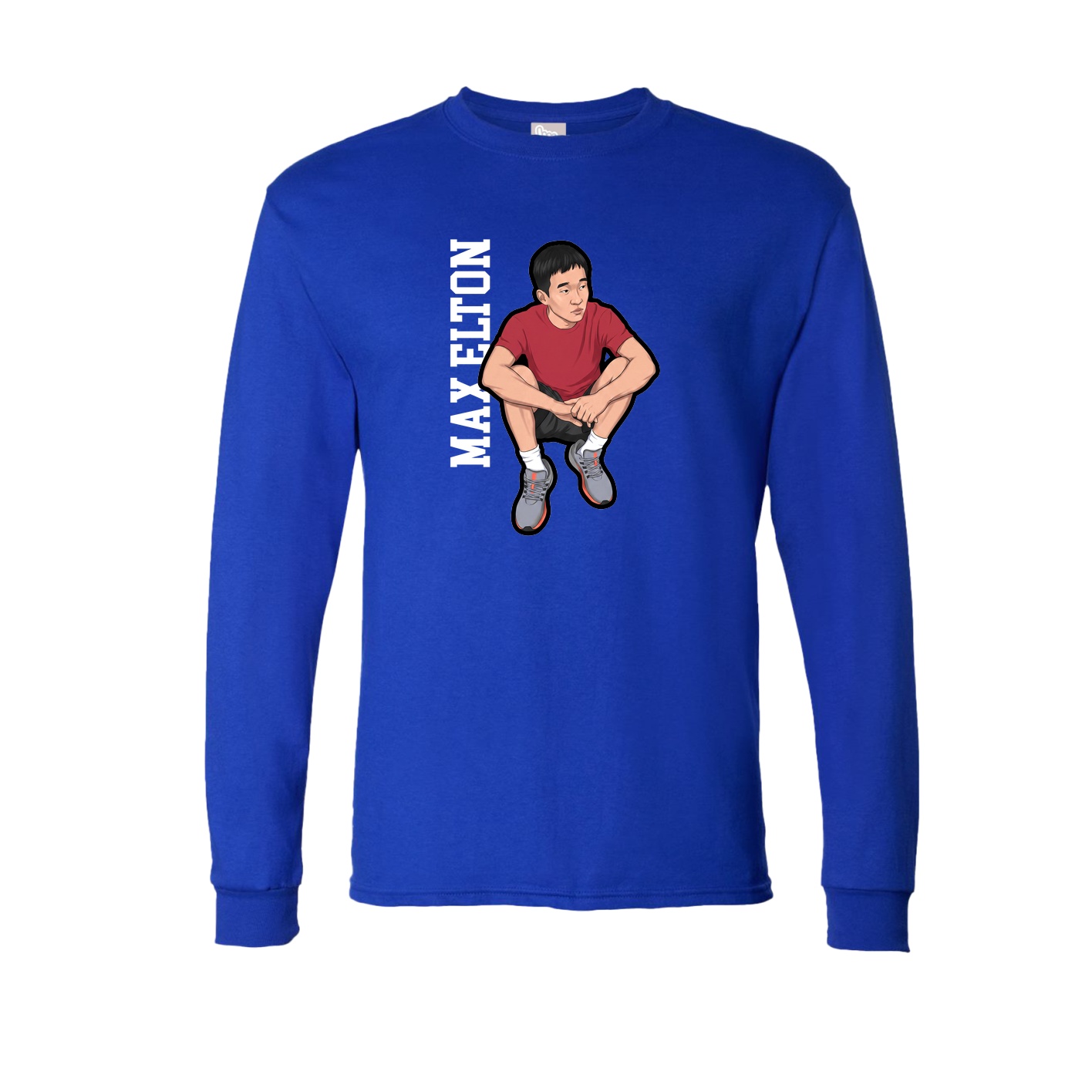Long Sleeve Tee — Name Vertical in Royal