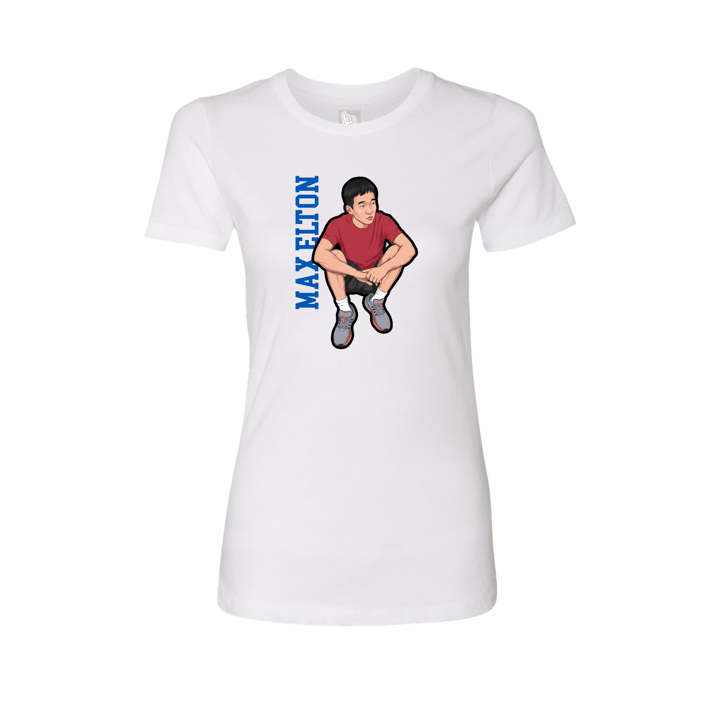 Fitted Women's Tee — Name Vertical in White