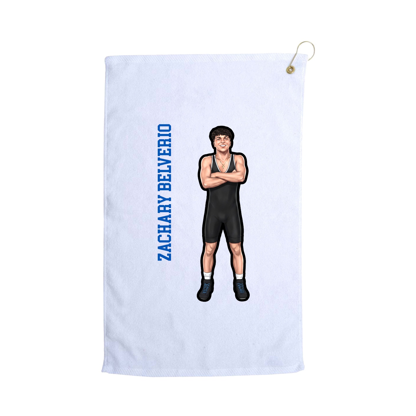 Golf Towel — Name Vertical in White