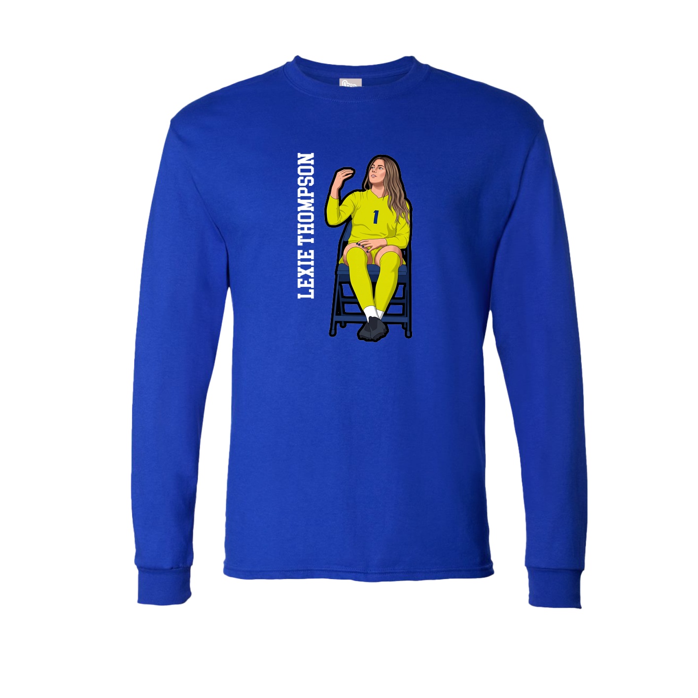 Long Sleeve Tee — Name Vertical in Royal