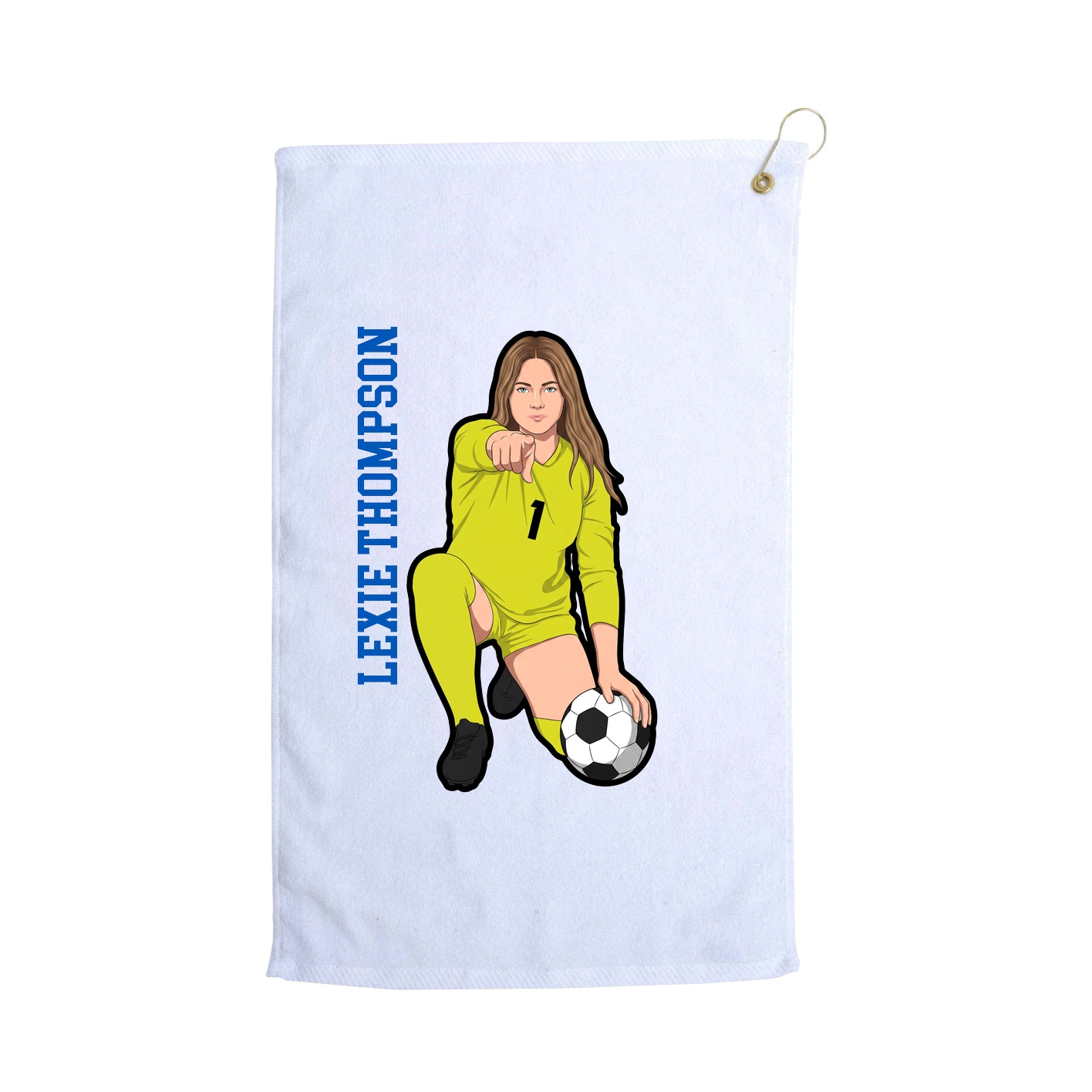 Golf Towel — Name Vertical in White