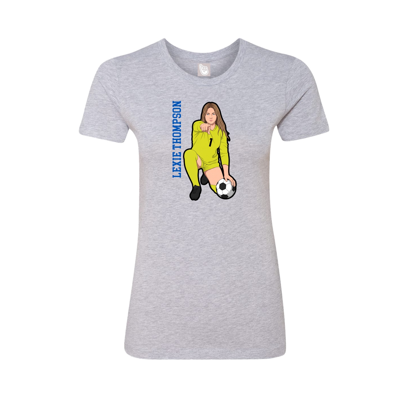 Fitted Women's Tee — Name Vertical in Grey