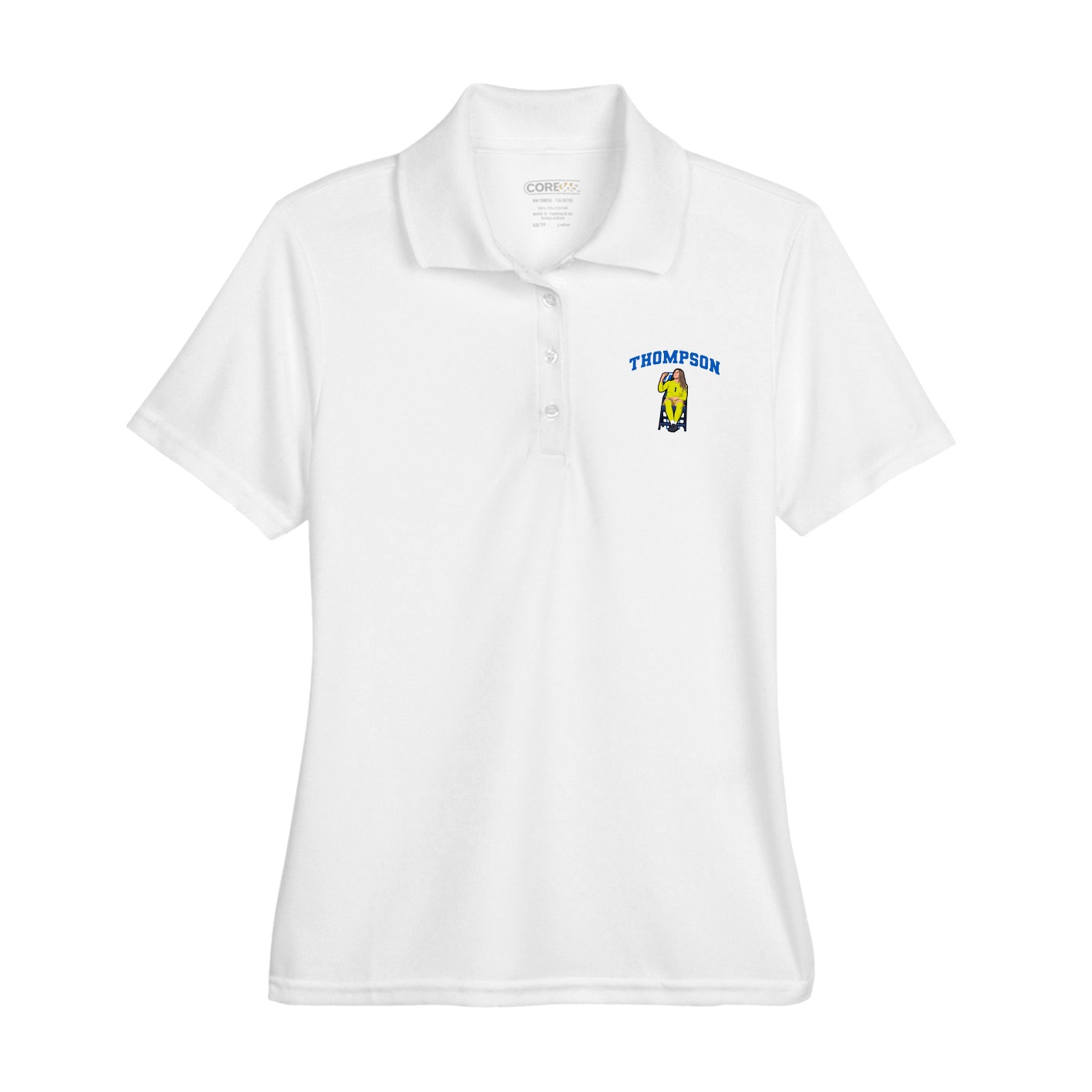 Womens Performance Polo — Number in White