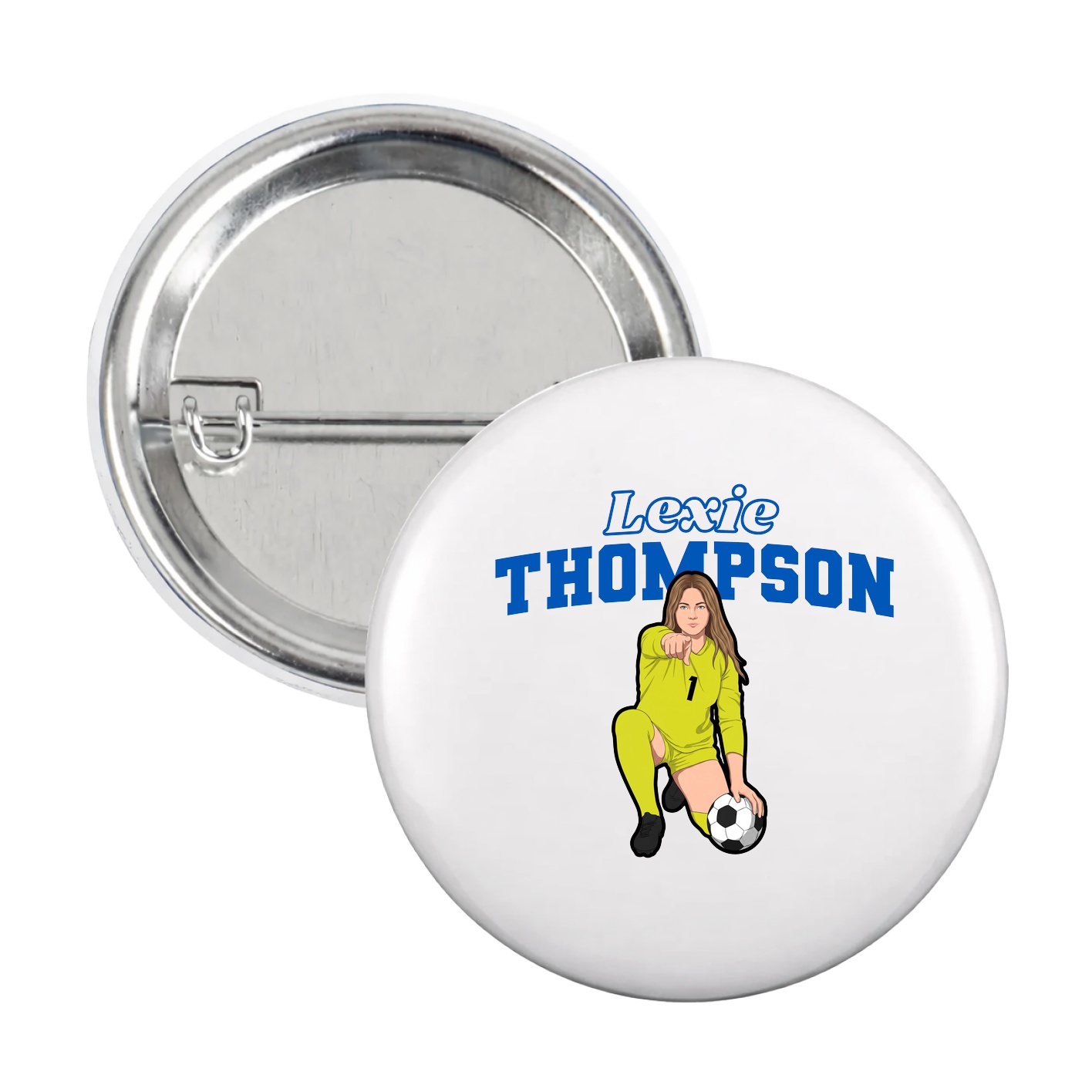 Game Day Button — Name Arch in White