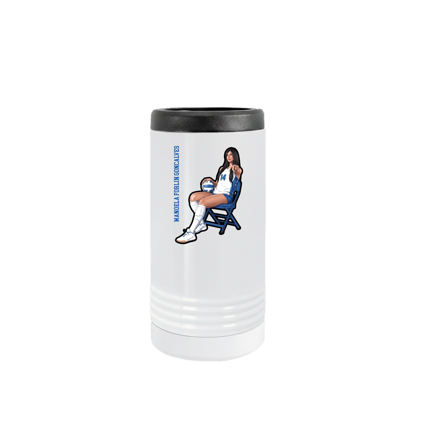 Slim Beverage Holder — Name Vertical in White