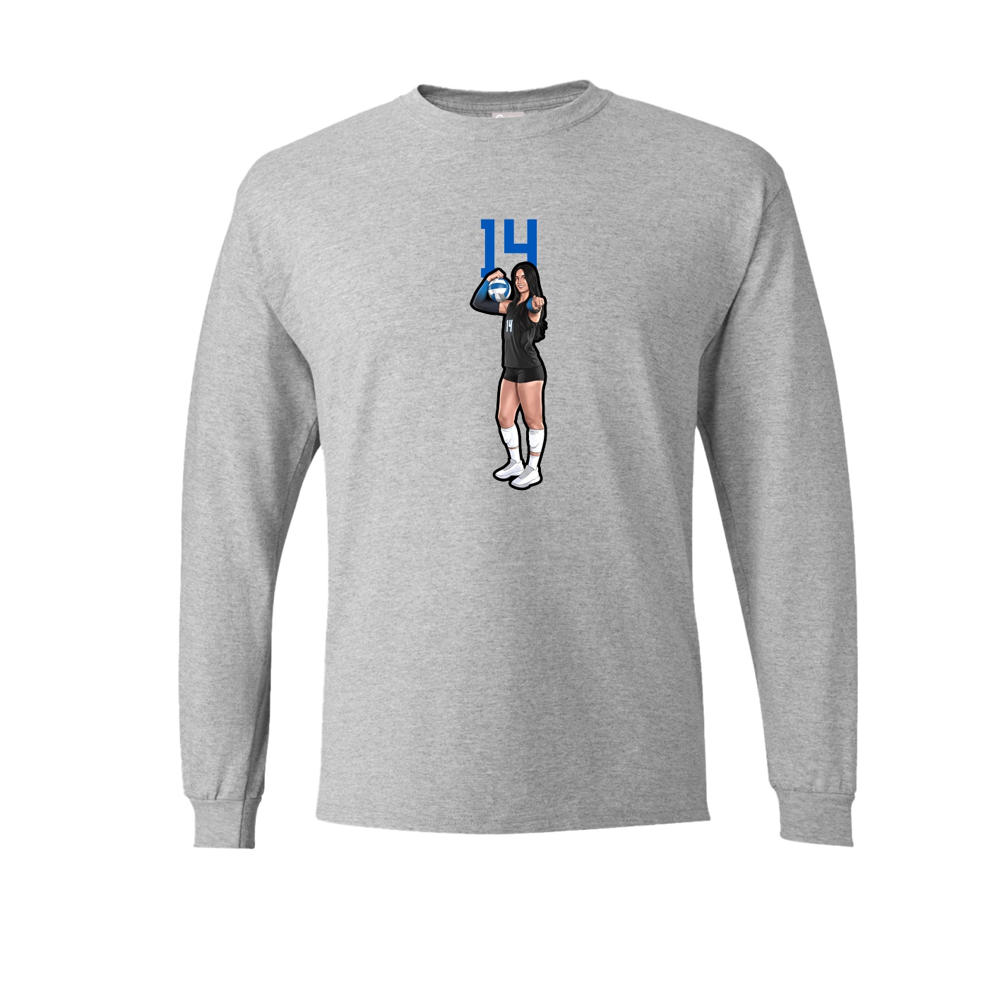 Long Sleeve Tee — Number Top in Grey