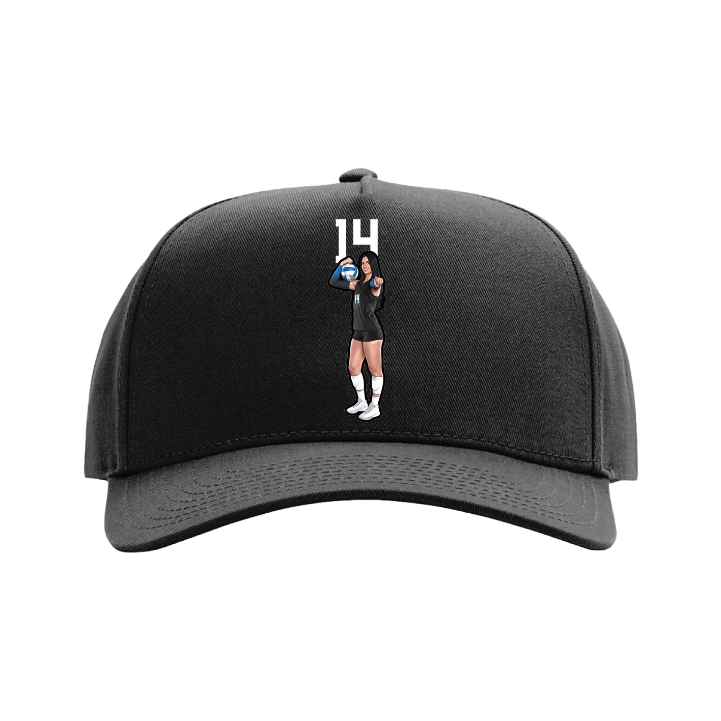 Full Fabric Five-Panel Champ Cap — Number Top in Black