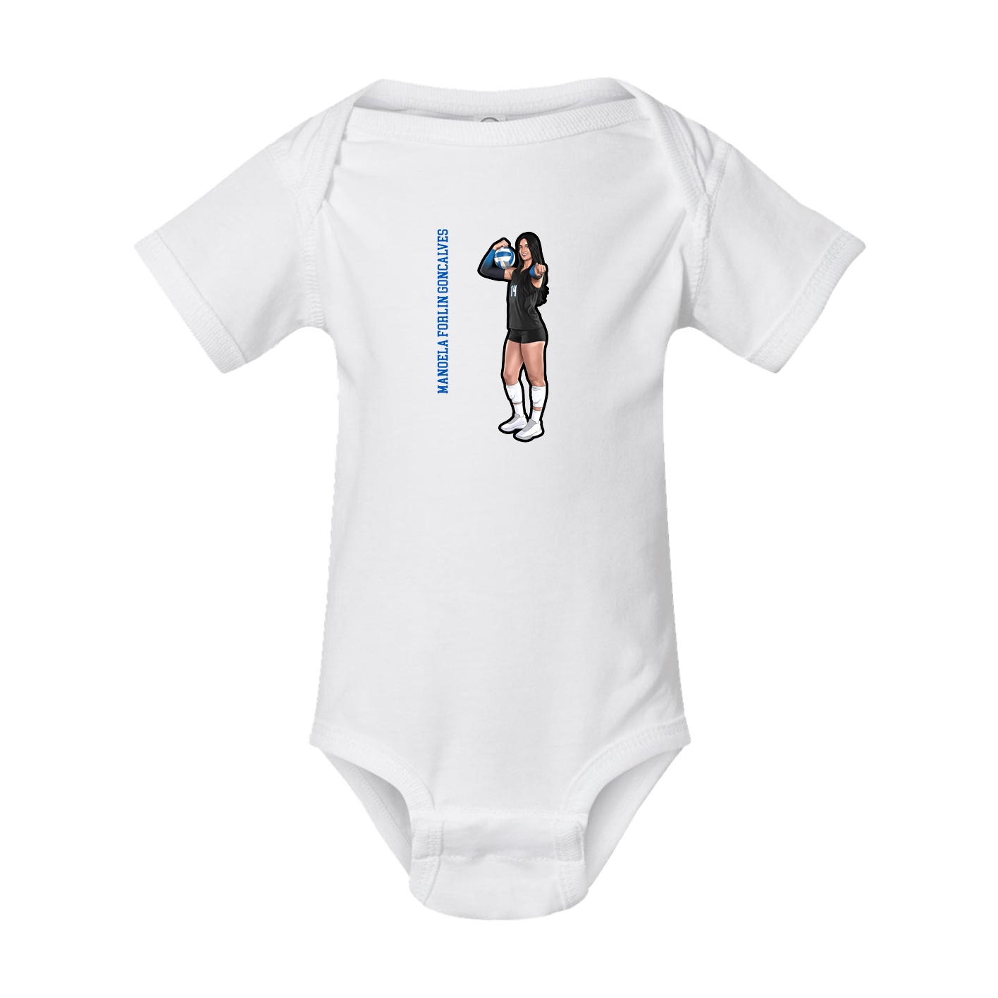 Baby Onesie — Name Vertical in White