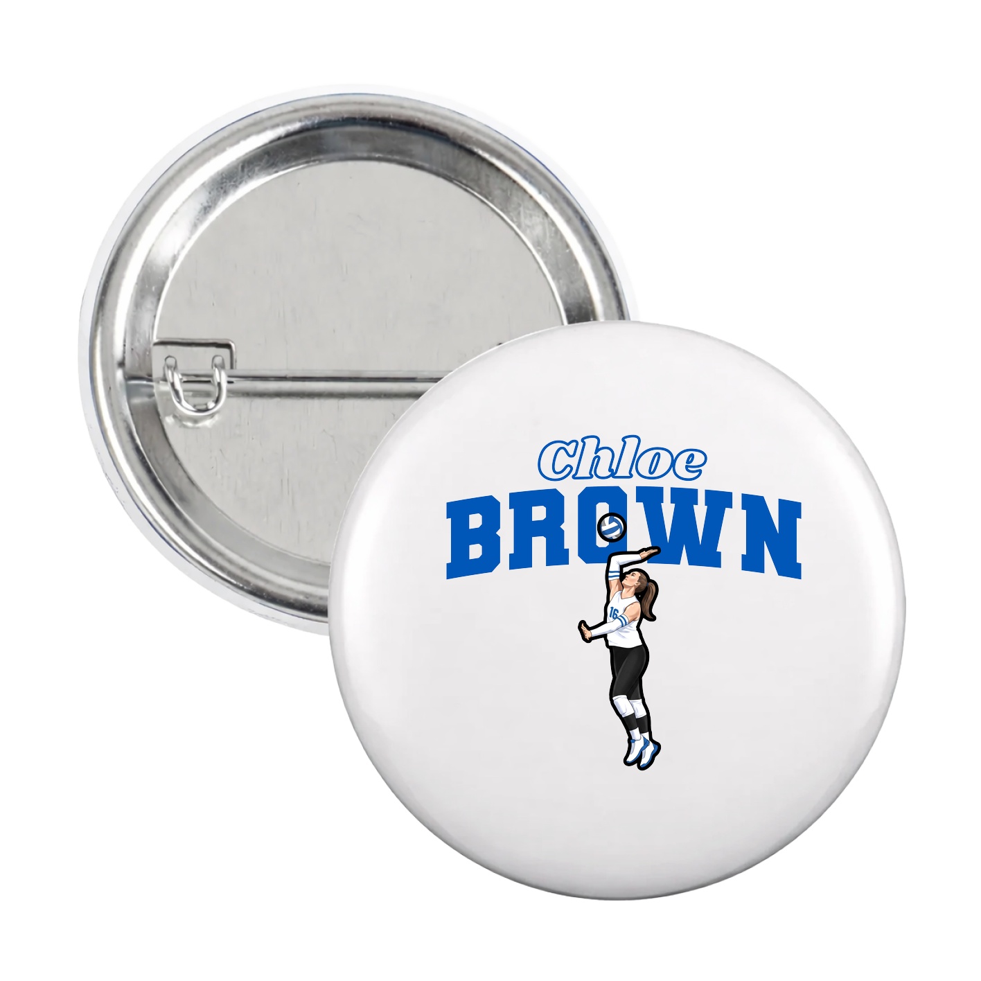 Game Day Button — Name Arch in White