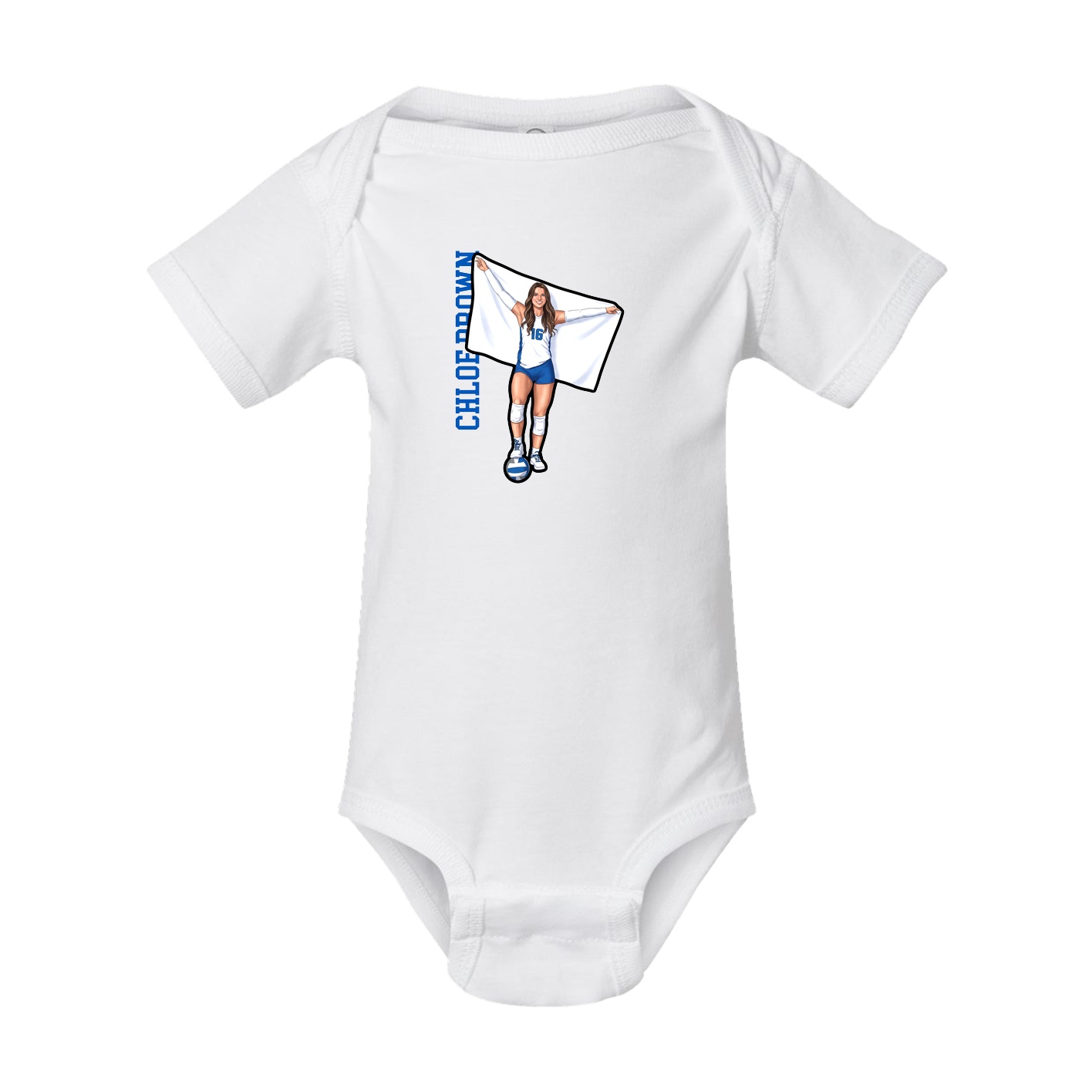 Baby Onesie — Name Vertical in White