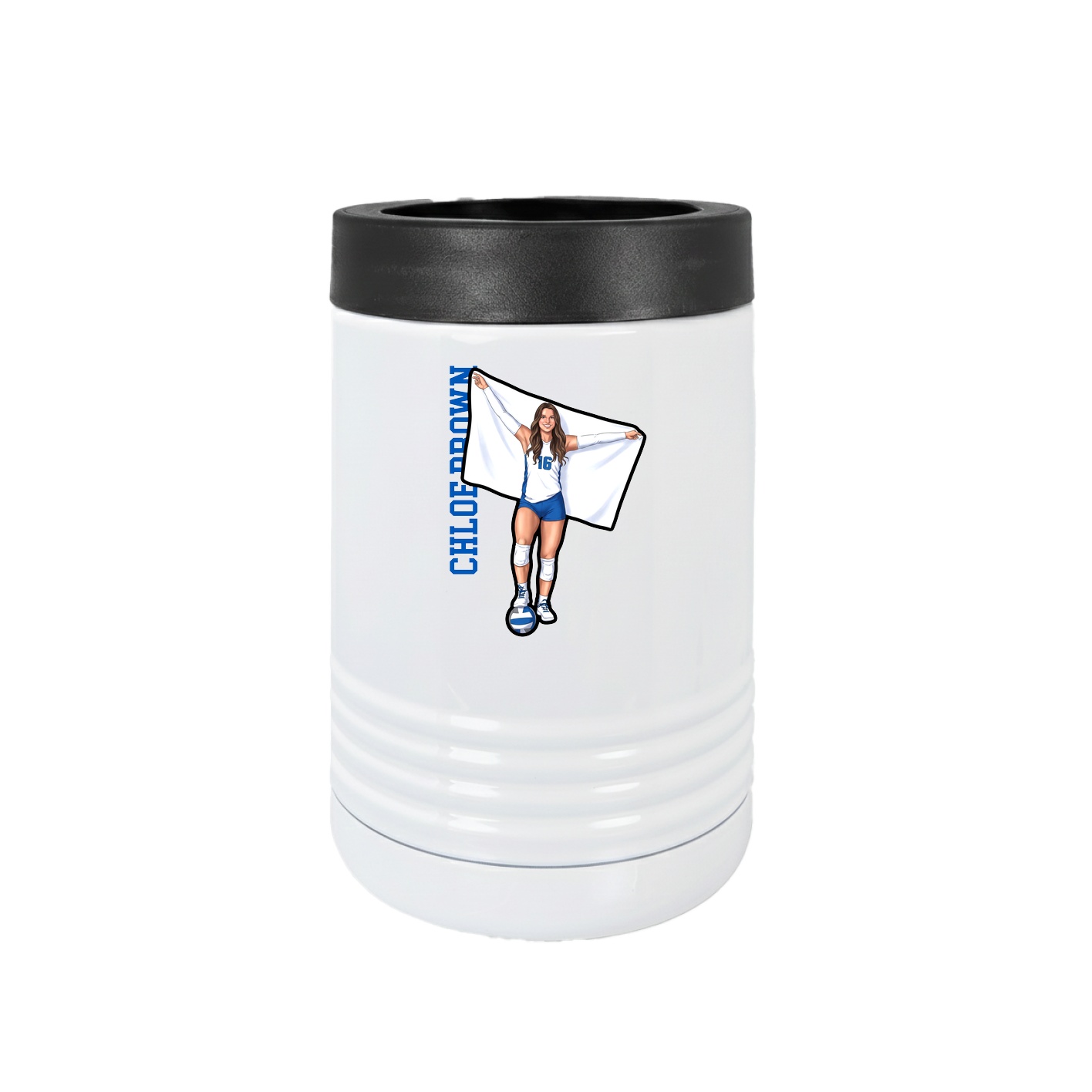 Beverage Holder — Name Vertical in White