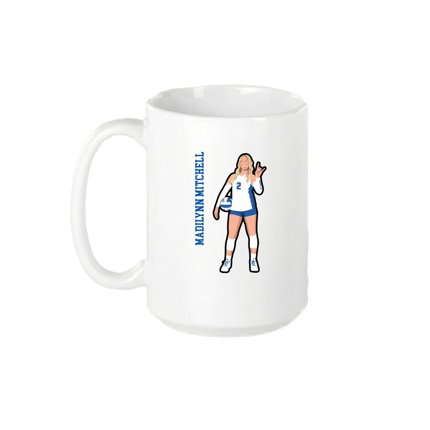 15oz Coffee Mug — Name Vertical in White