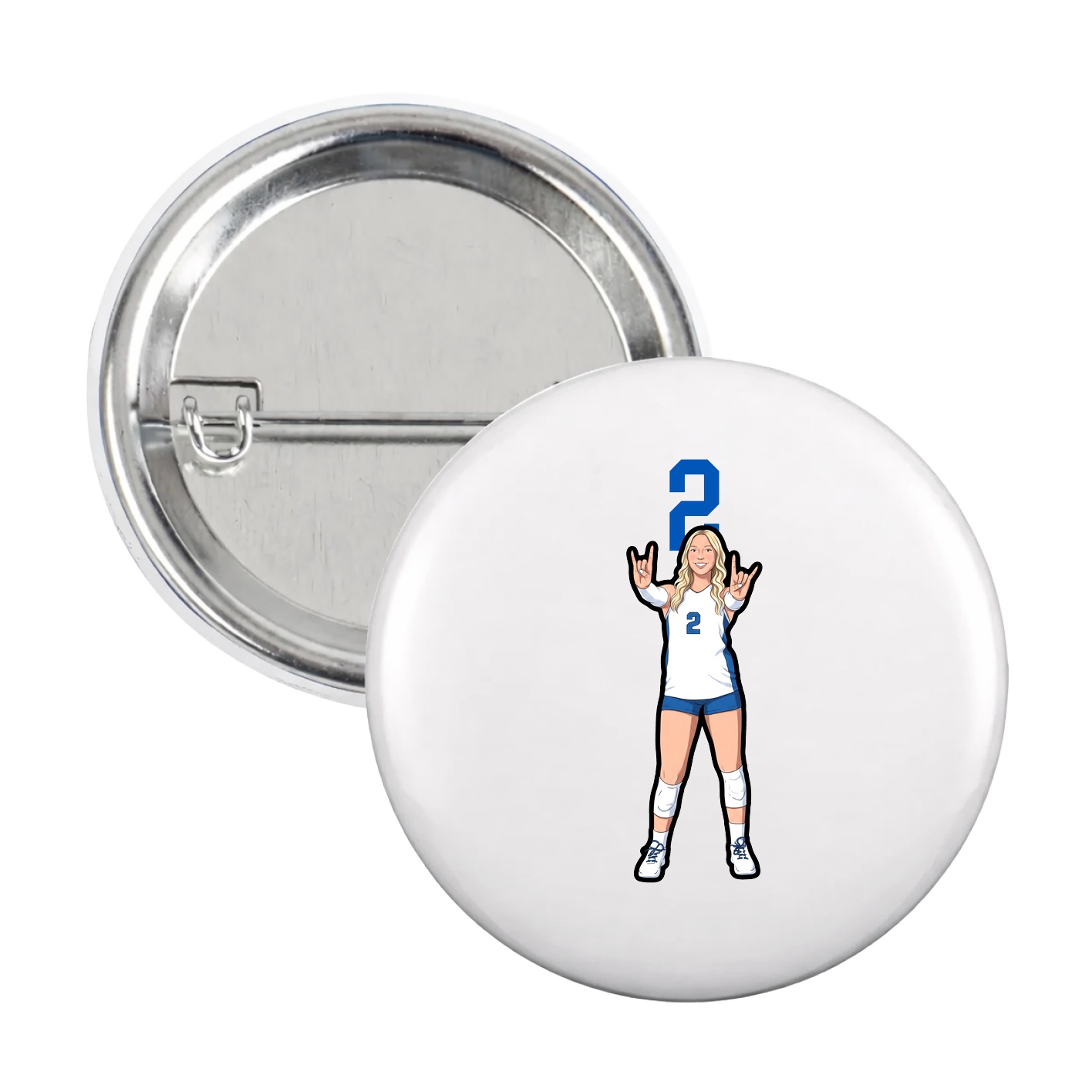 Game Day Button — Number Top in White