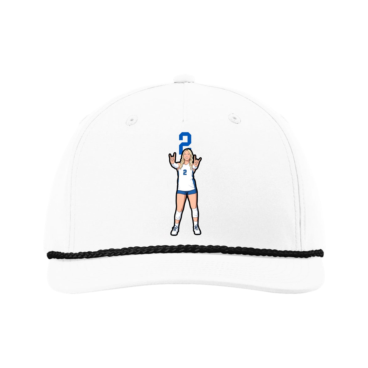 Five-Panel Classic Rope Cap — Number Top in White
