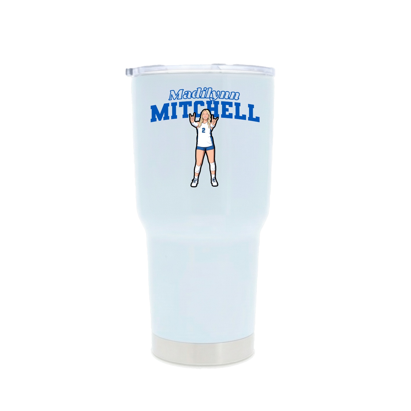 30oz Stainless Steel Tumbler — Name Arch in White