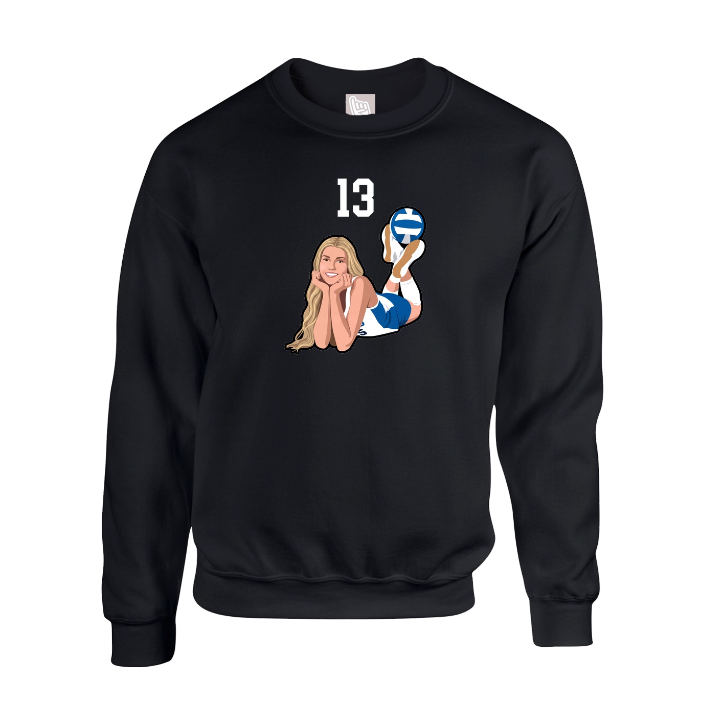 Fleece Crew — Number Top in Black