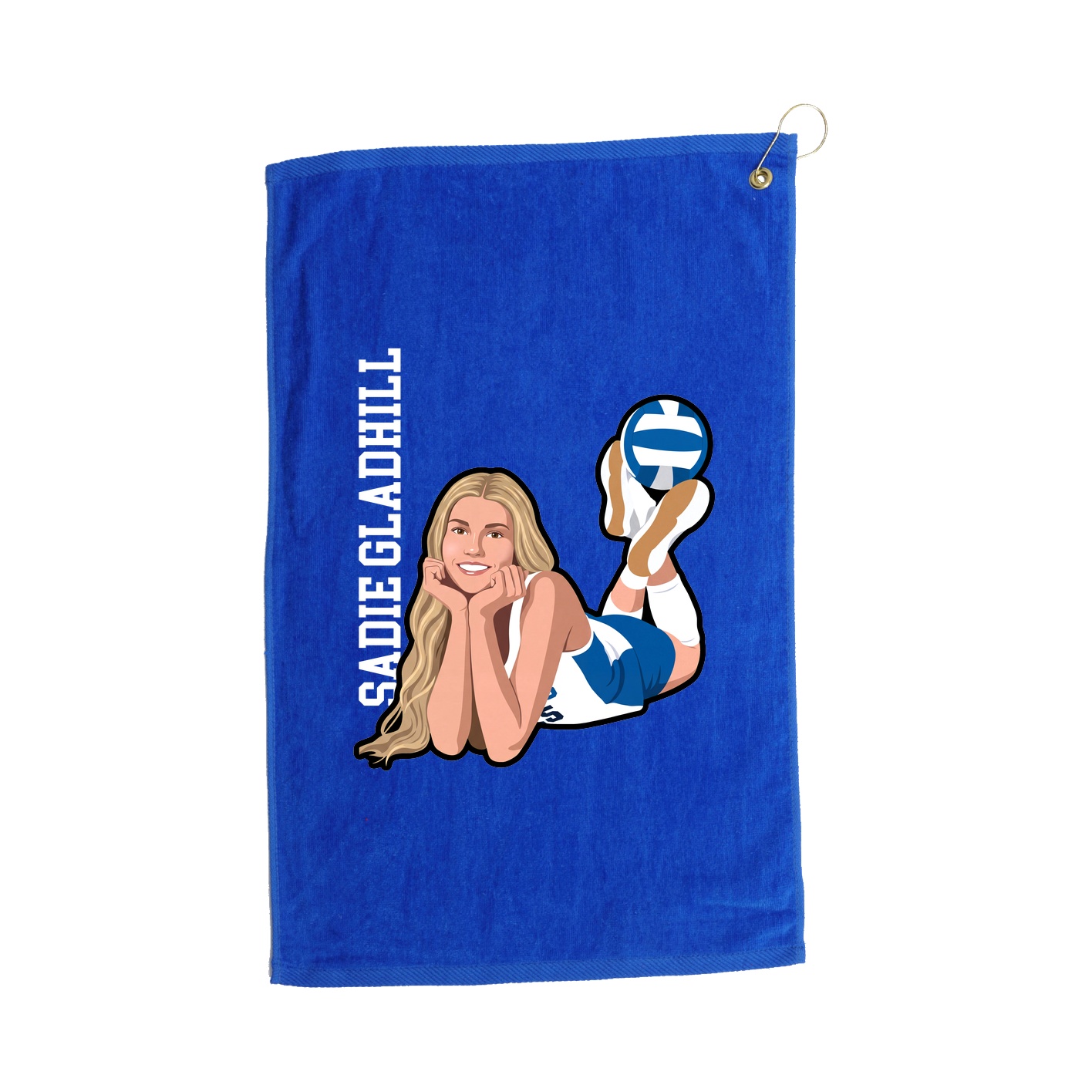 Golf Towel — Name Vertical in Royal