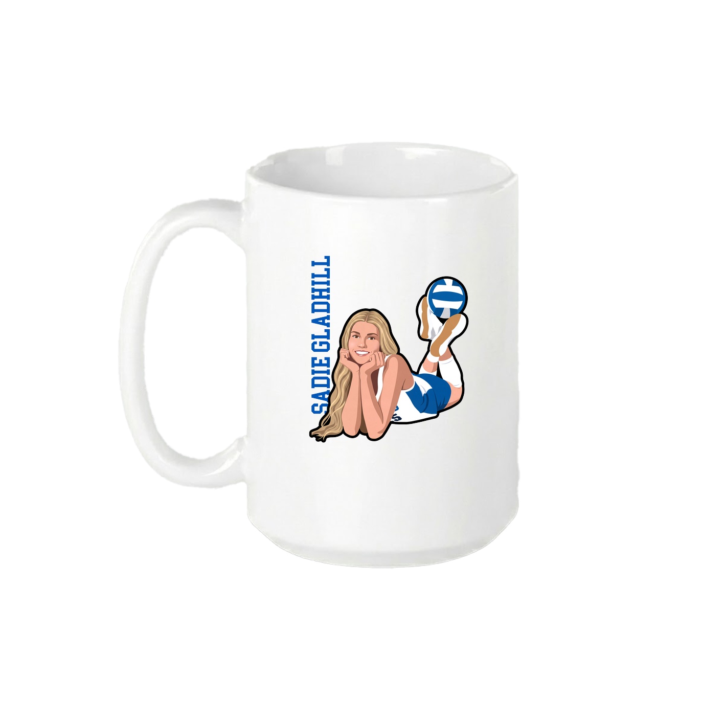 15oz Coffee Mug — Name Vertical in White