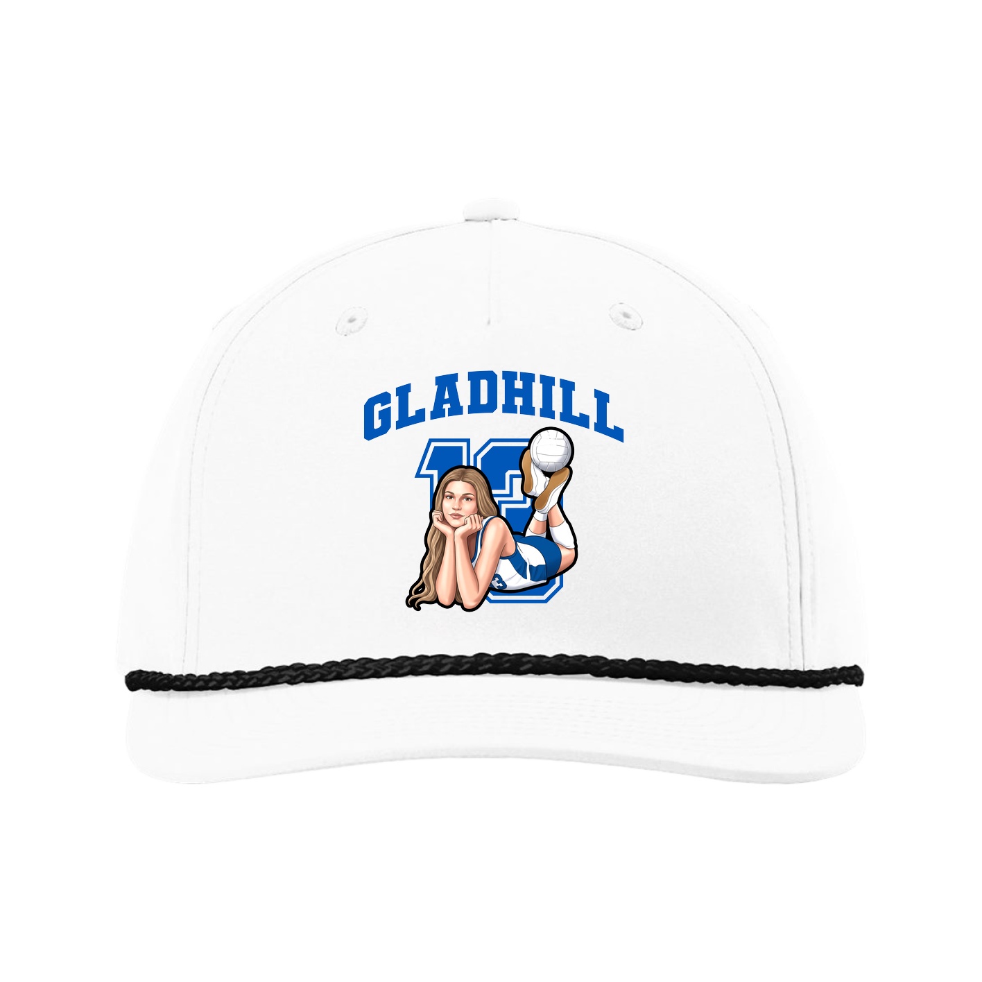 Five-Panel Classic Rope Cap — Number in White