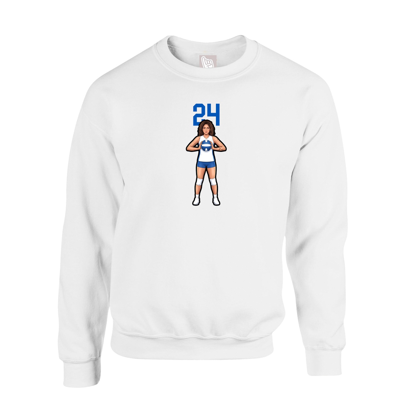 Fleece Crew — Number Top in White