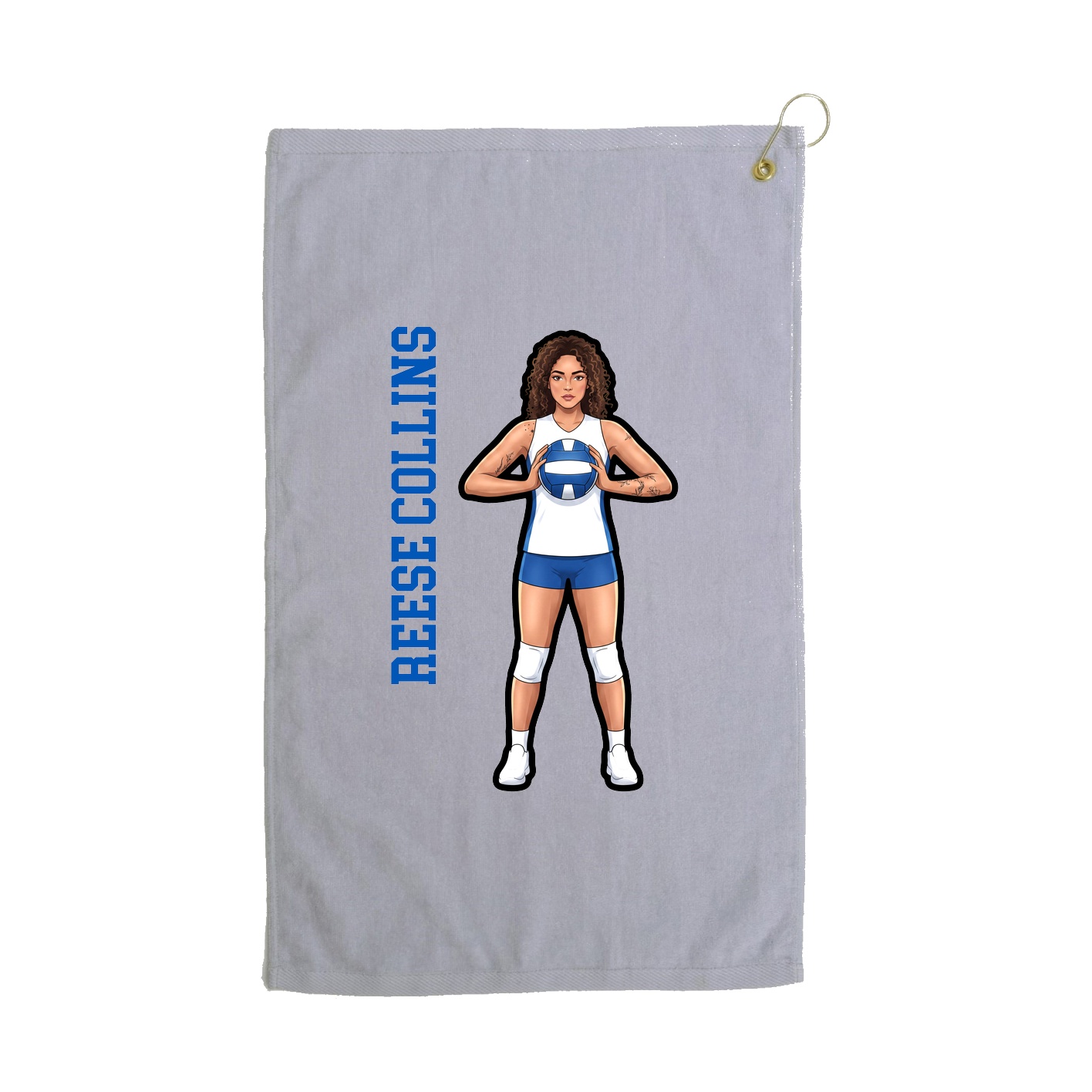 Golf Towel — Name Vertical in Grey