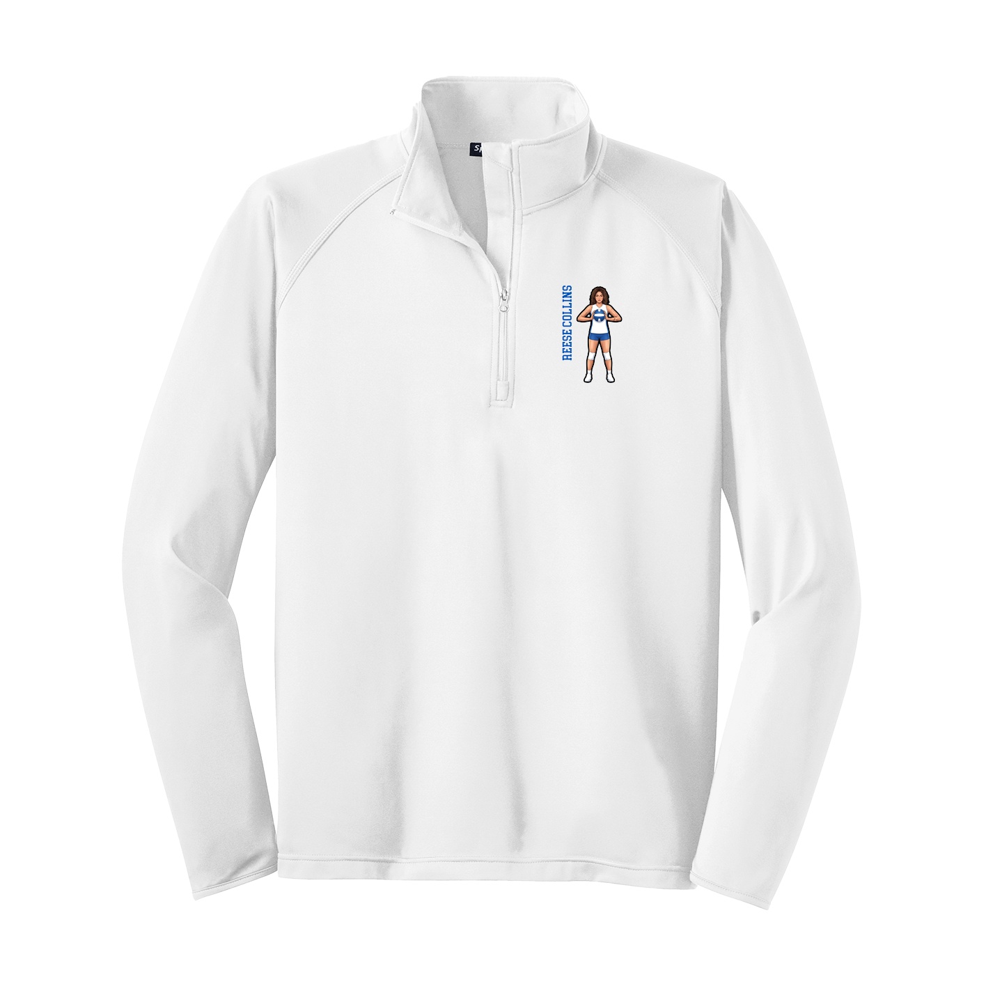 Q-Zip Pullover — Name Vertical in White