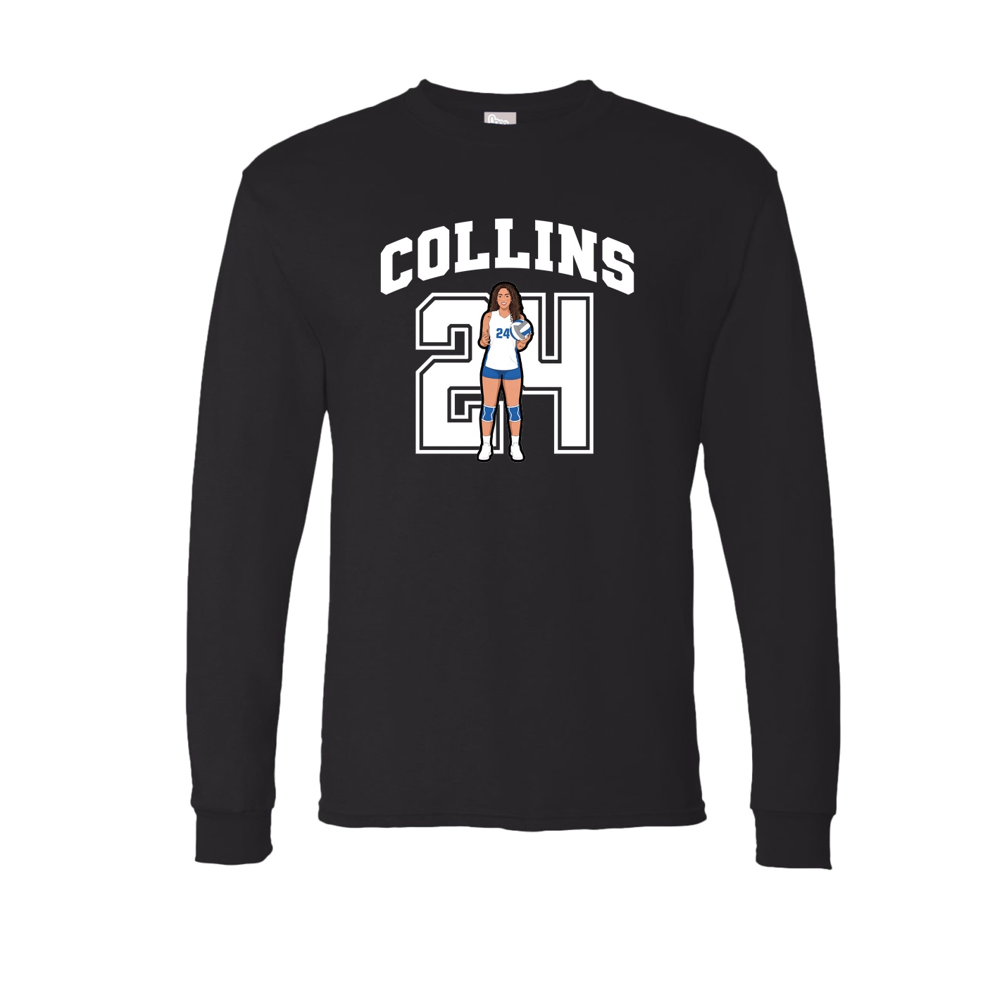 Long Sleeve Tee — Number in Black