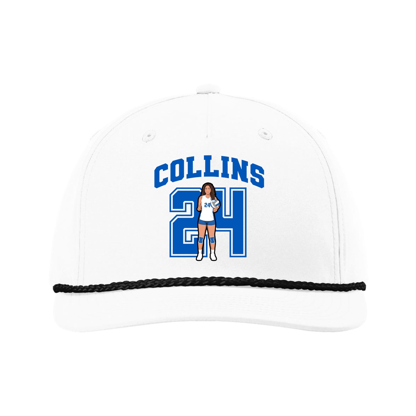 Five-Panel Classic Rope Cap — Number in White