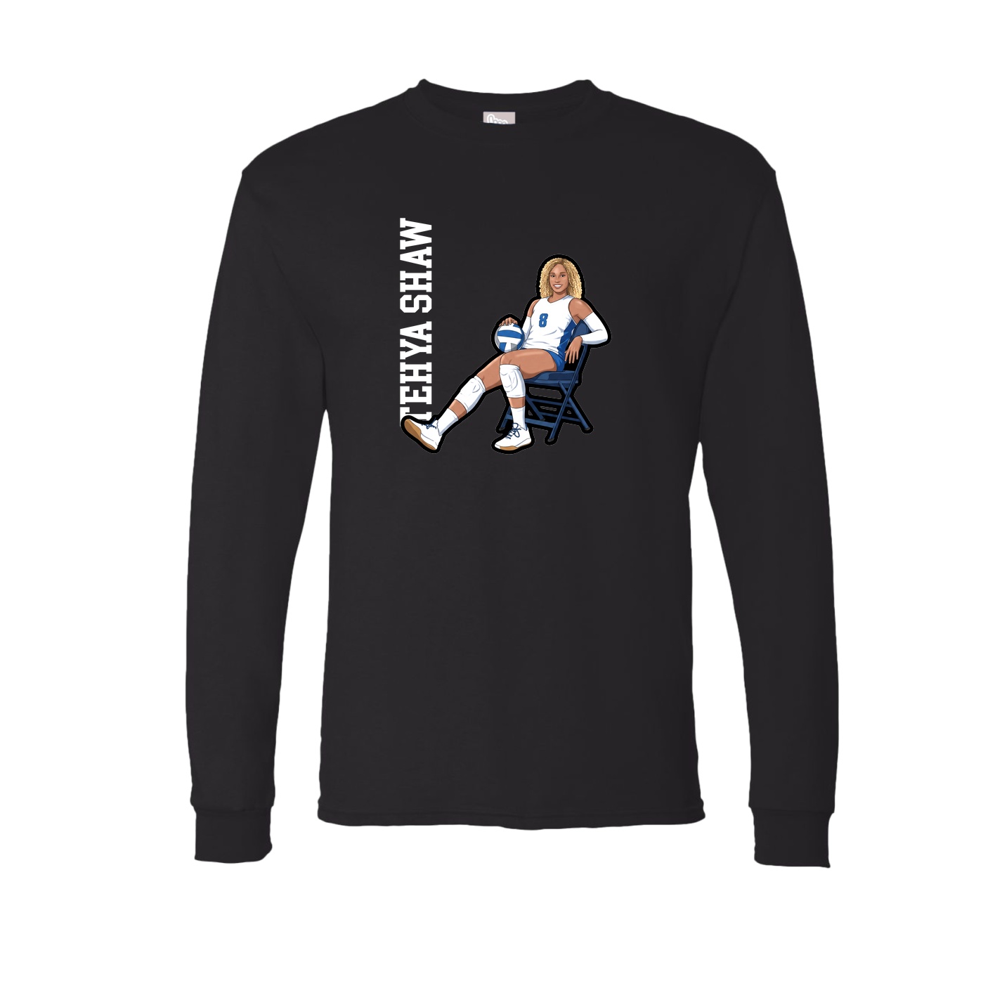 Long Sleeve Tee — Name Vertical in Black