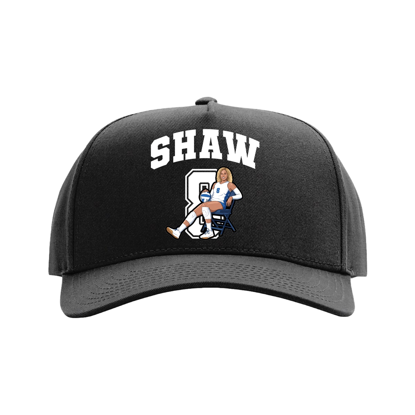 Full Fabric Five-Panel Champ Cap — Number in Black
