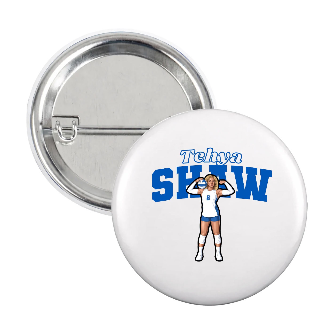 Game Day Button — Name Arch in White