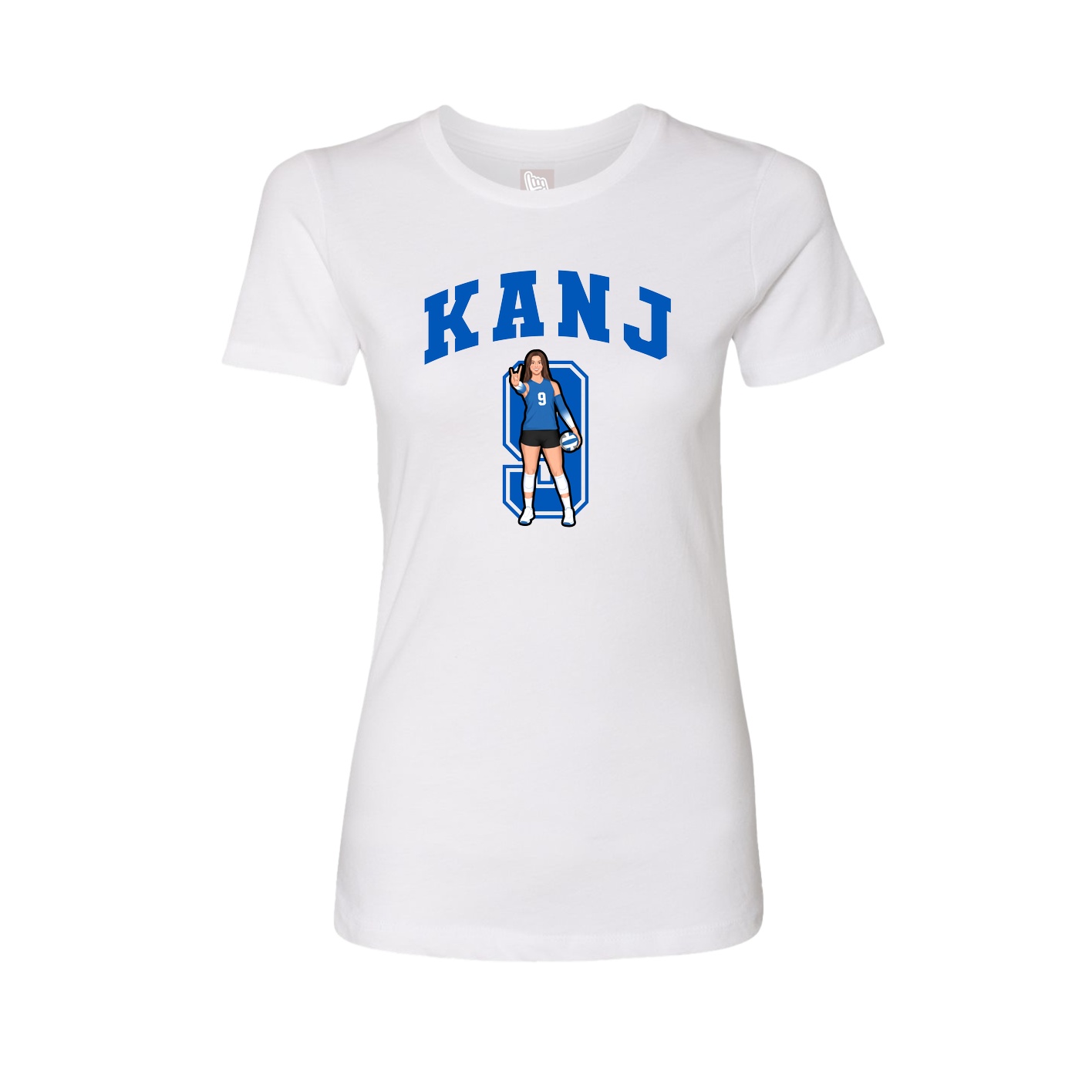 Fitted Women's Tee — Number in White