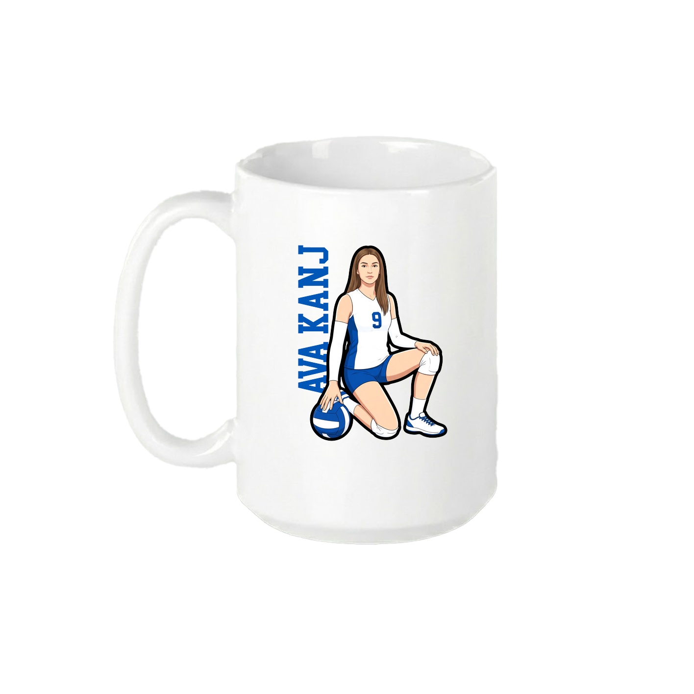 15oz Coffee Mug — Name Vertical in White