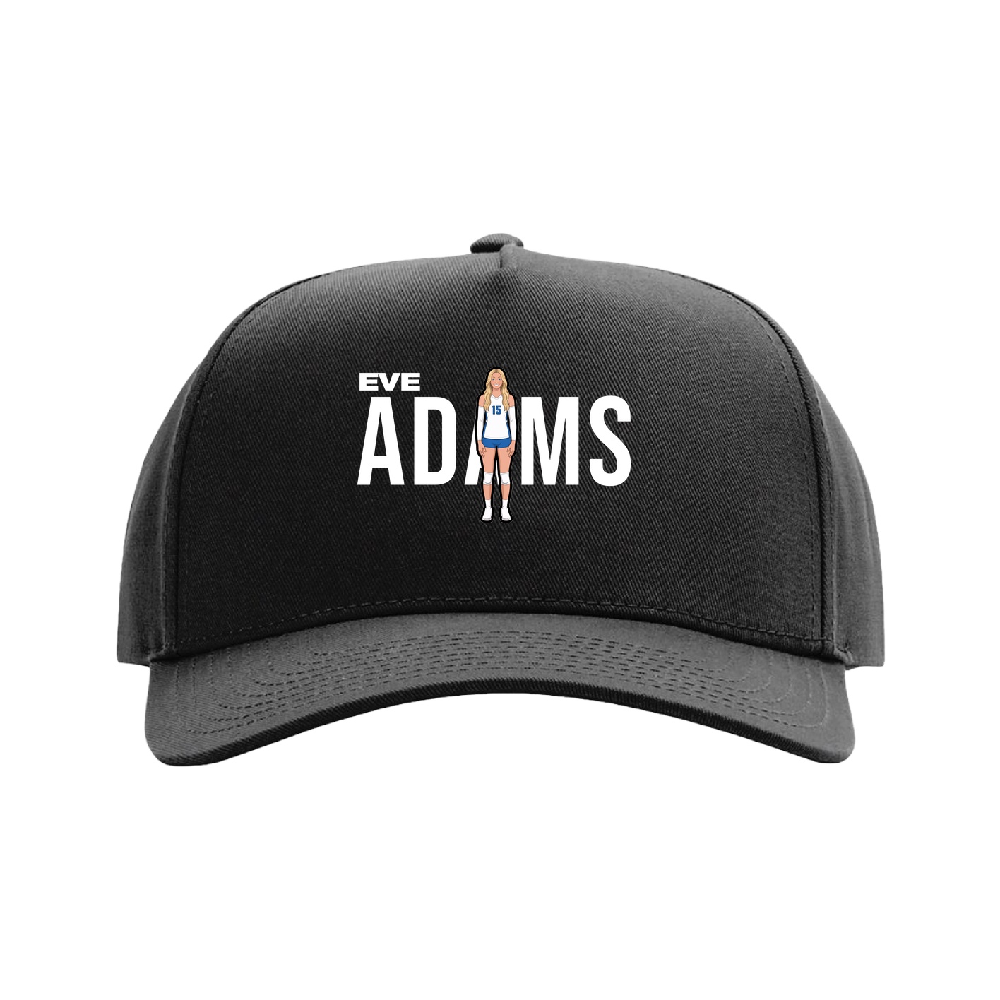 Full Fabric Five-Panel Champ Cap — Player Name in Black