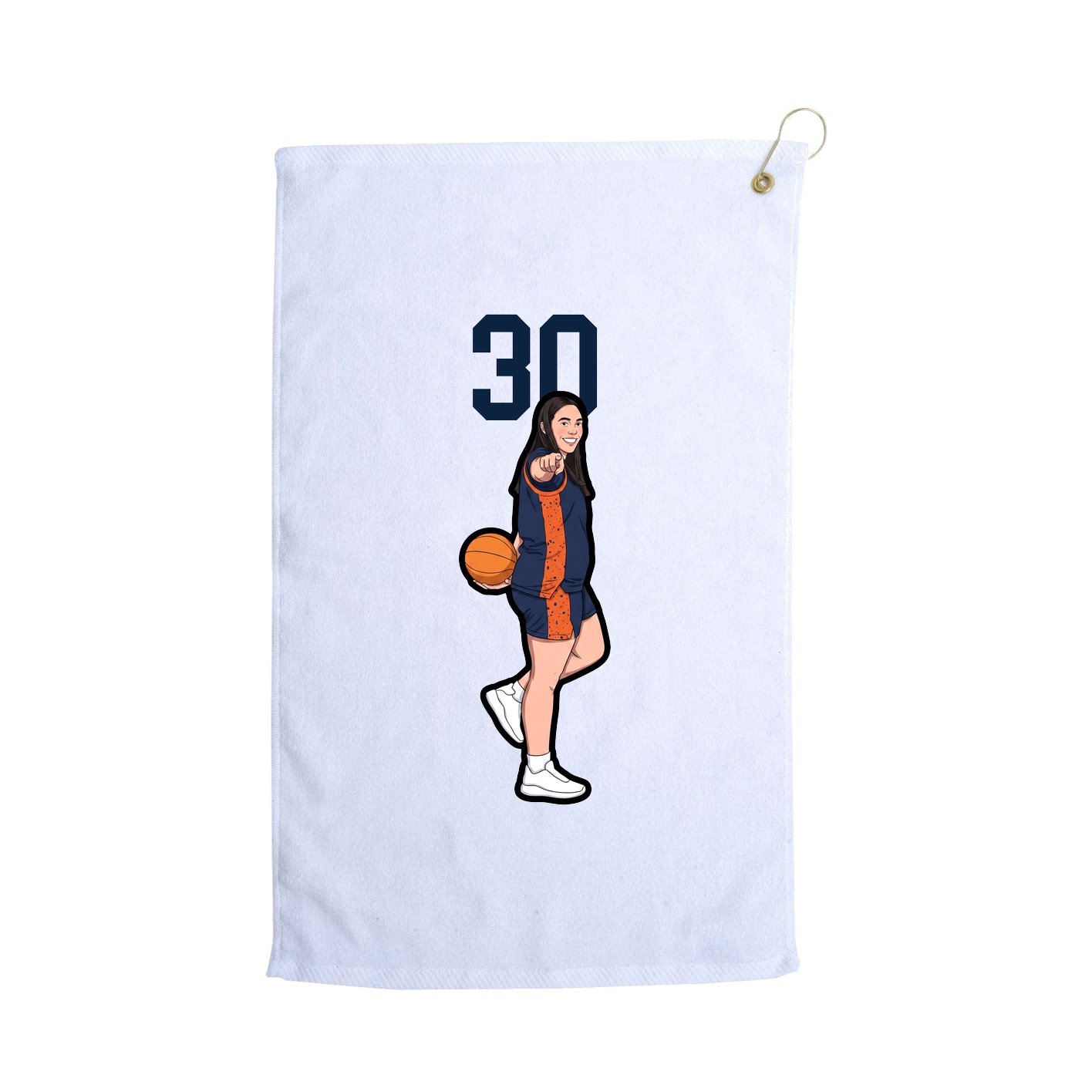 Golf Towel — Number Top in White