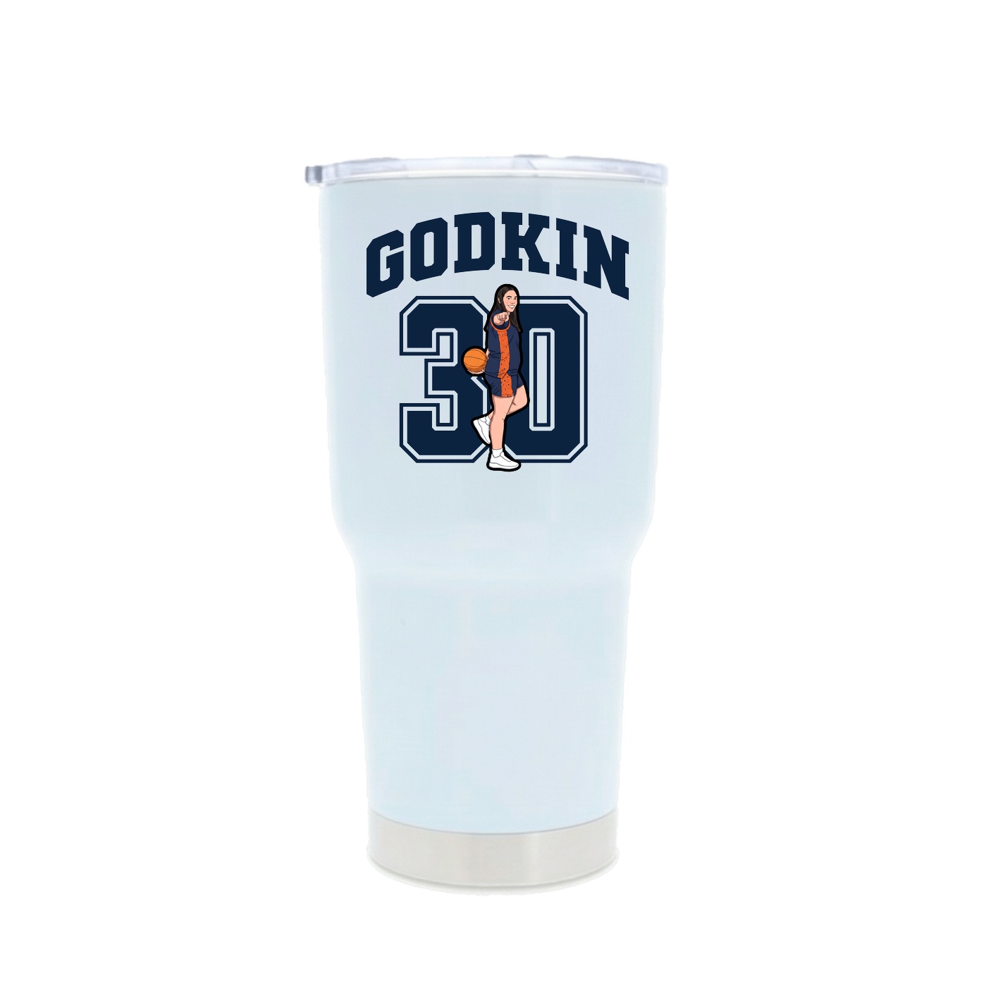 30oz Stainless Steel Tumbler — Number in White