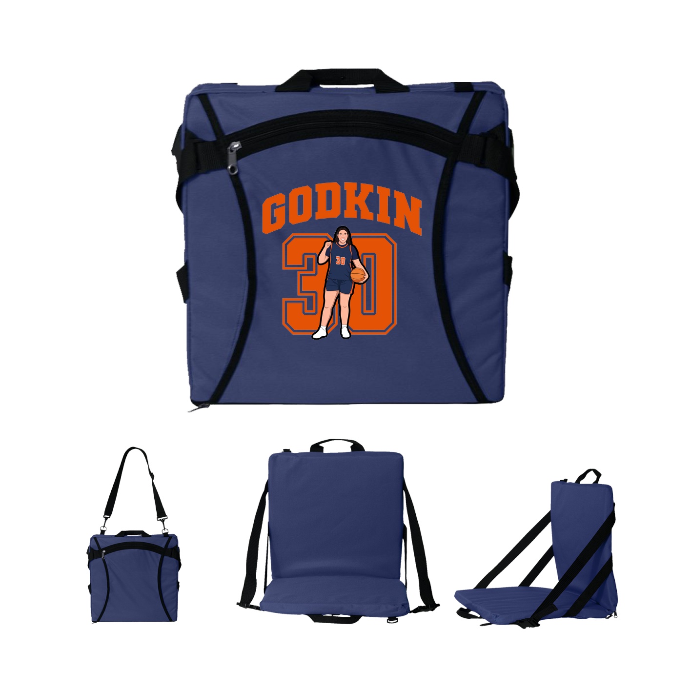 Folding Stadium Seat — Number in Navy