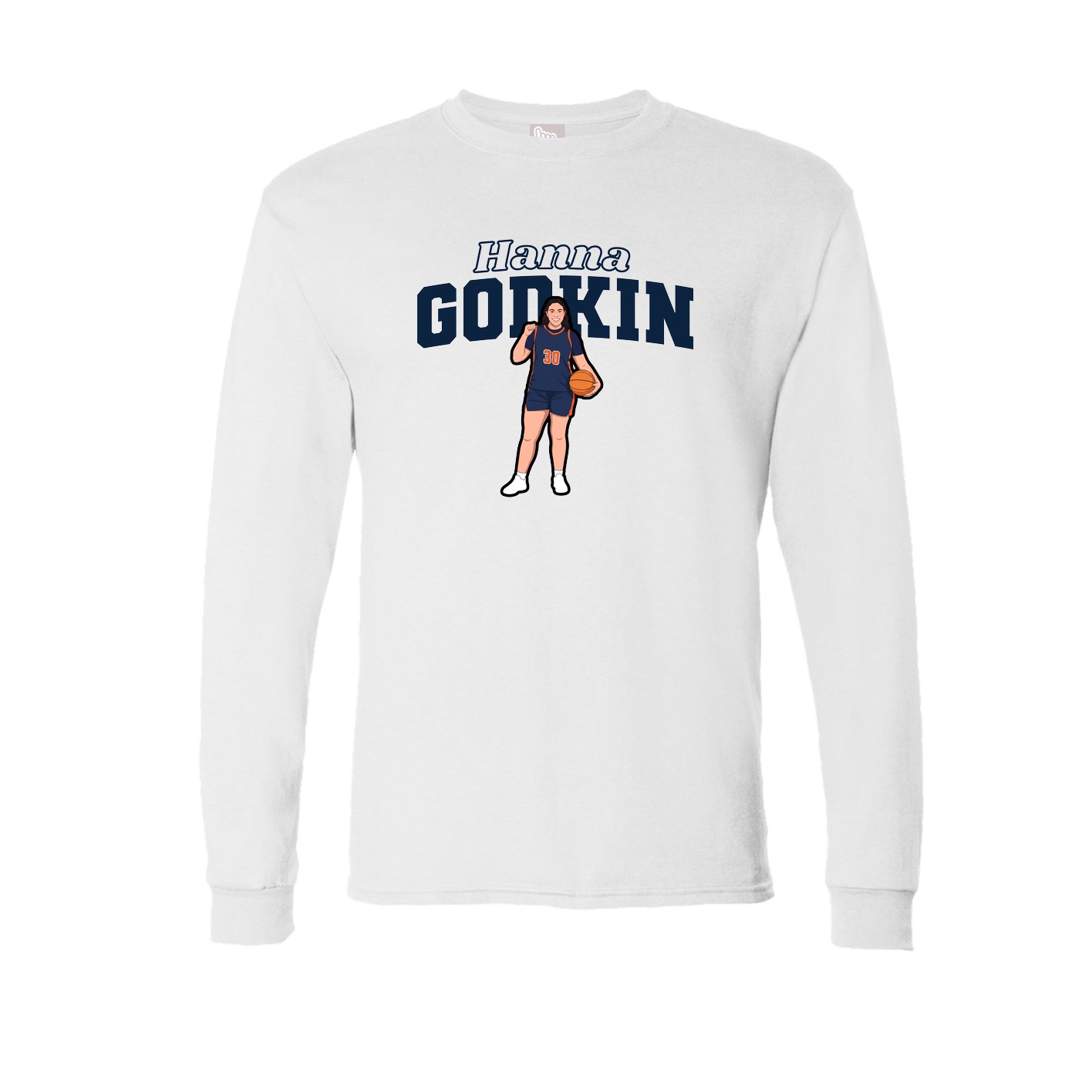 Long Sleeve Tee — Name Arch in White