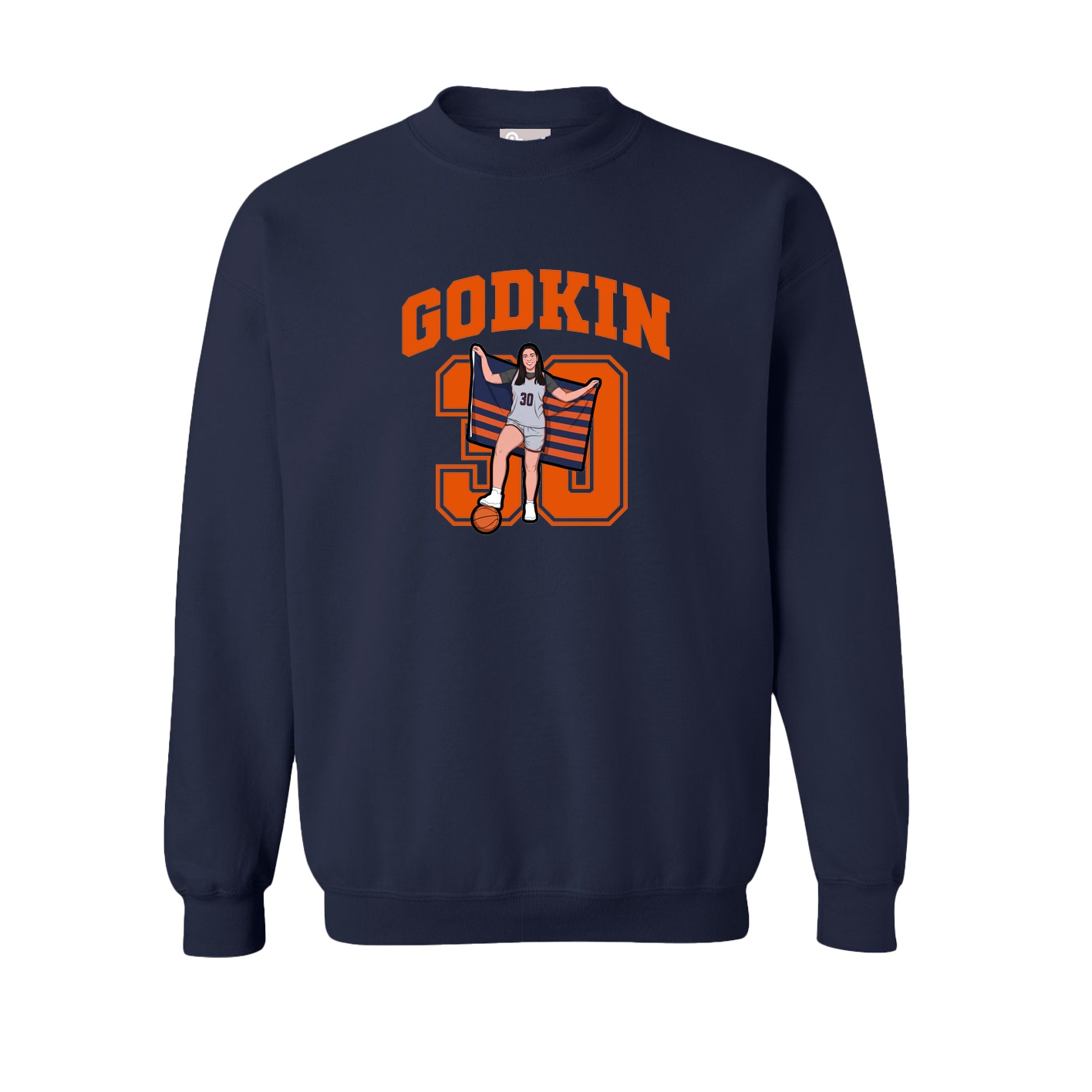 Fleece Crew — Number in Navy