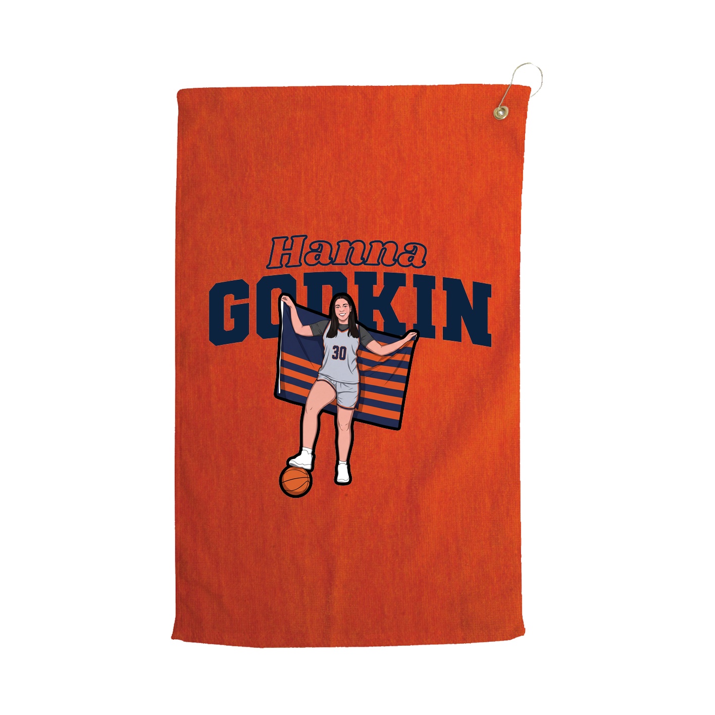 Golf Towel — Name Arch in Orange
