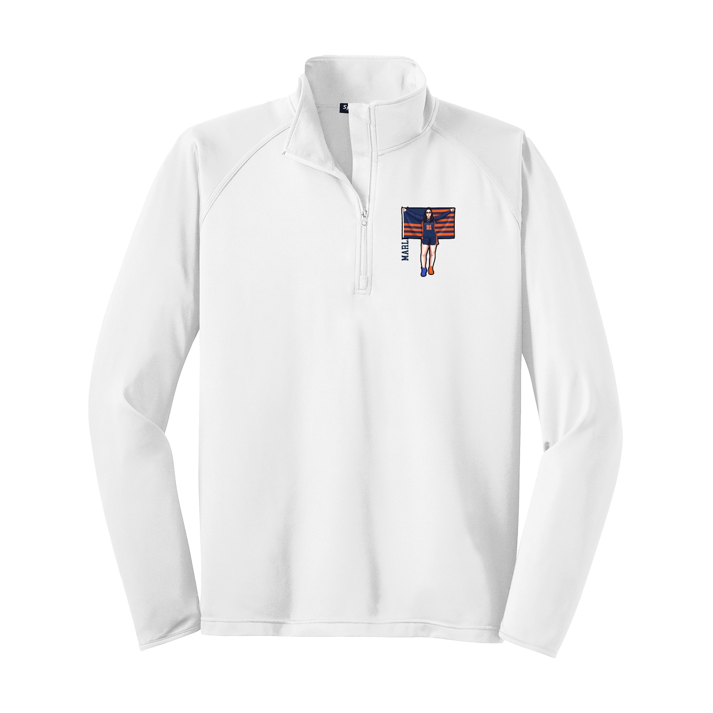 Q-Zip Pullover — Name Vertical in White