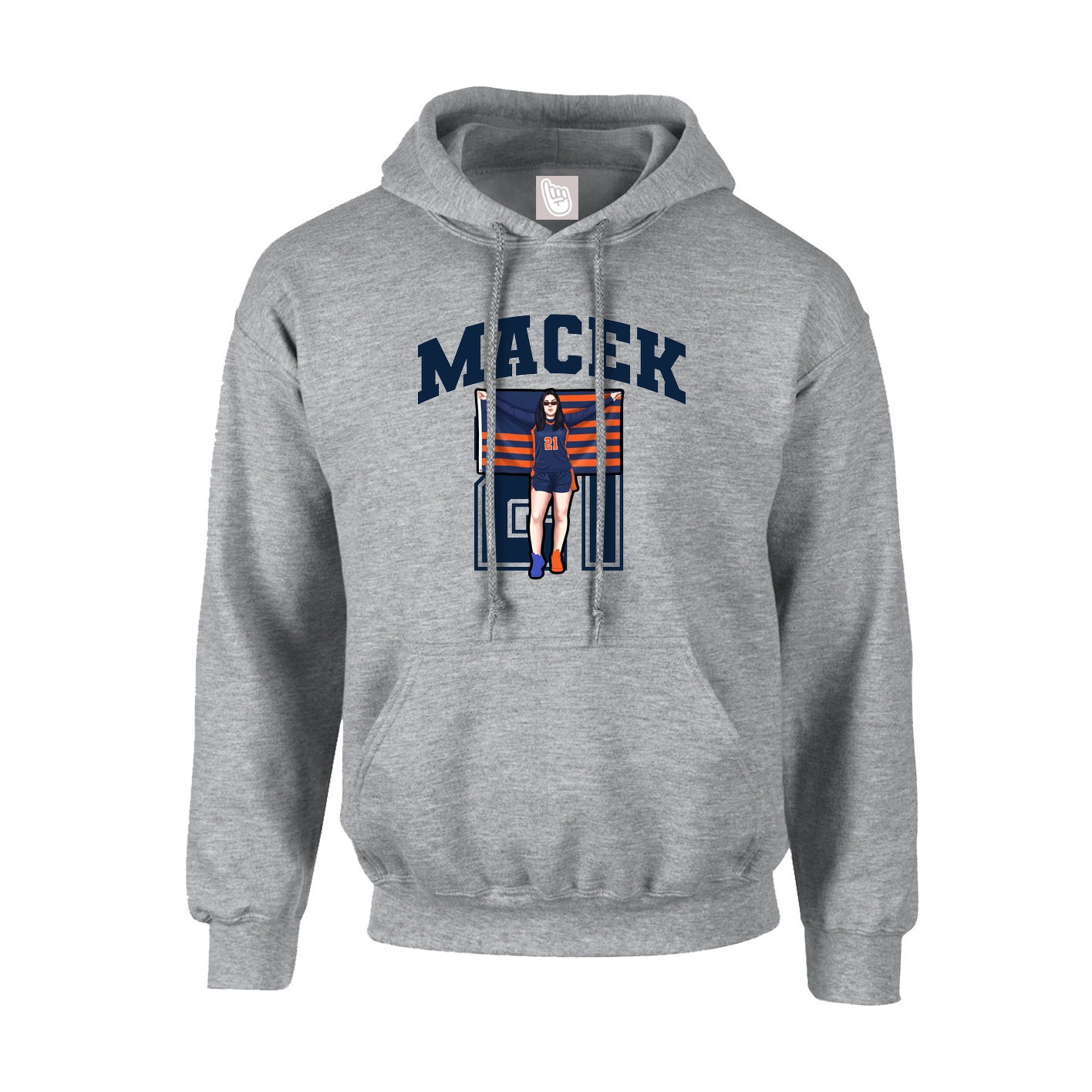 Hoodie — Number in Grey