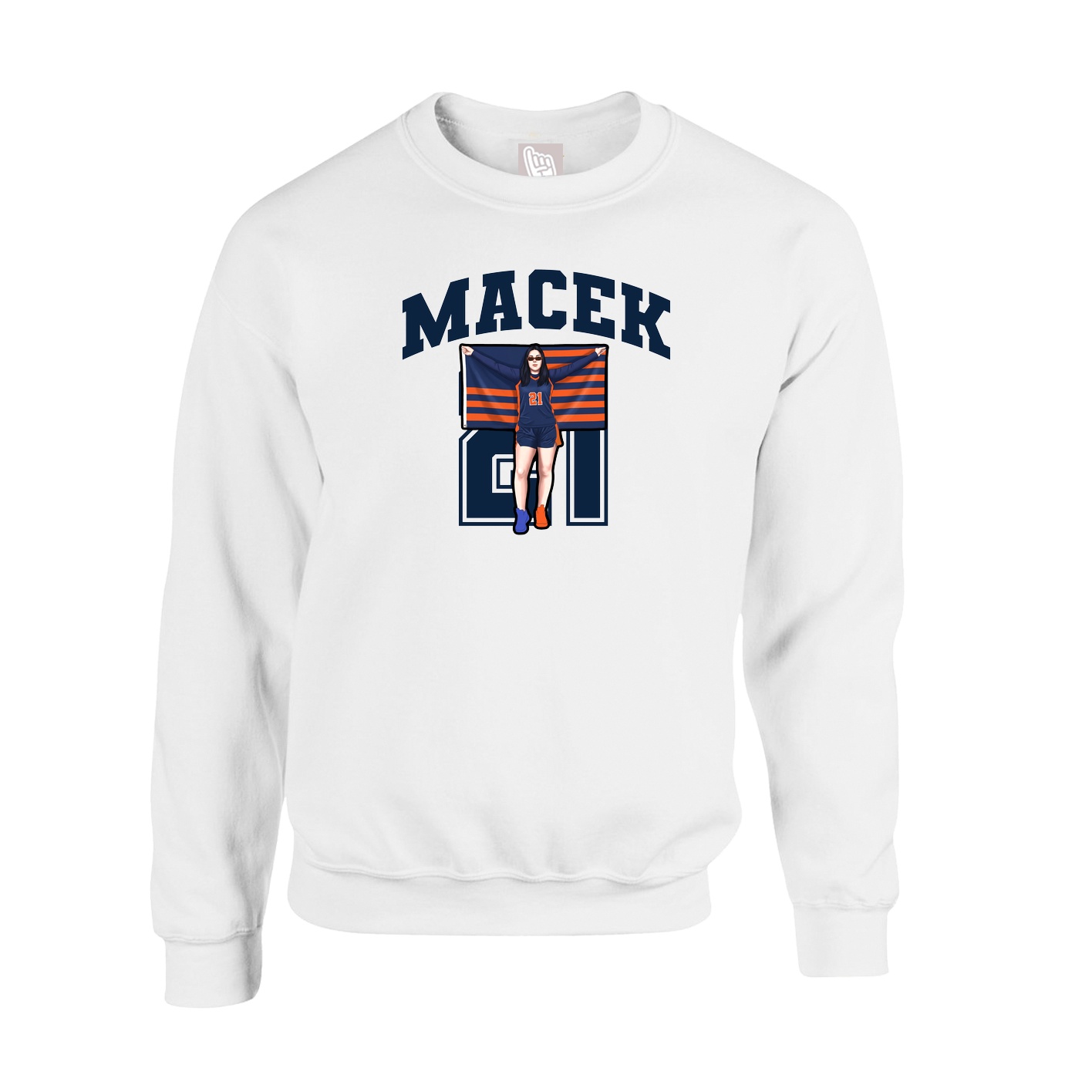 Fleece Crew — Number in White