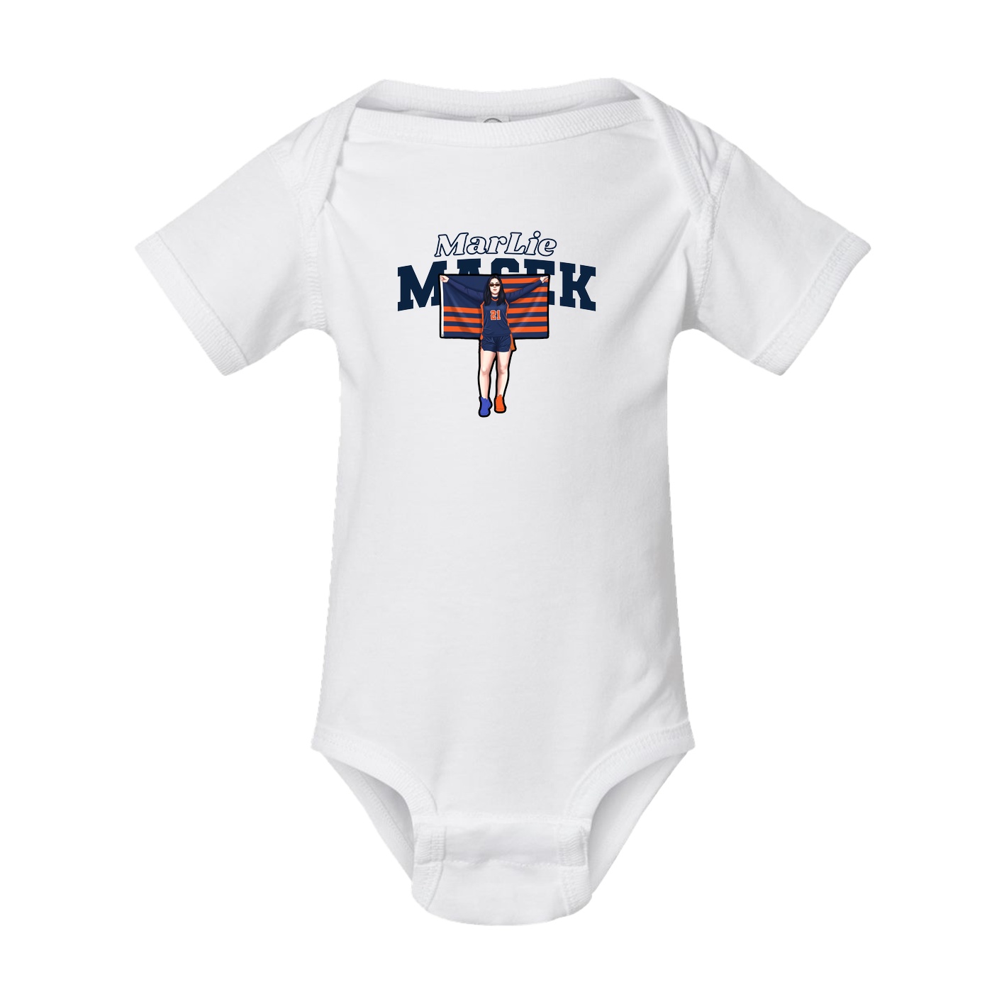 Baby Onesie — Name Arch in White