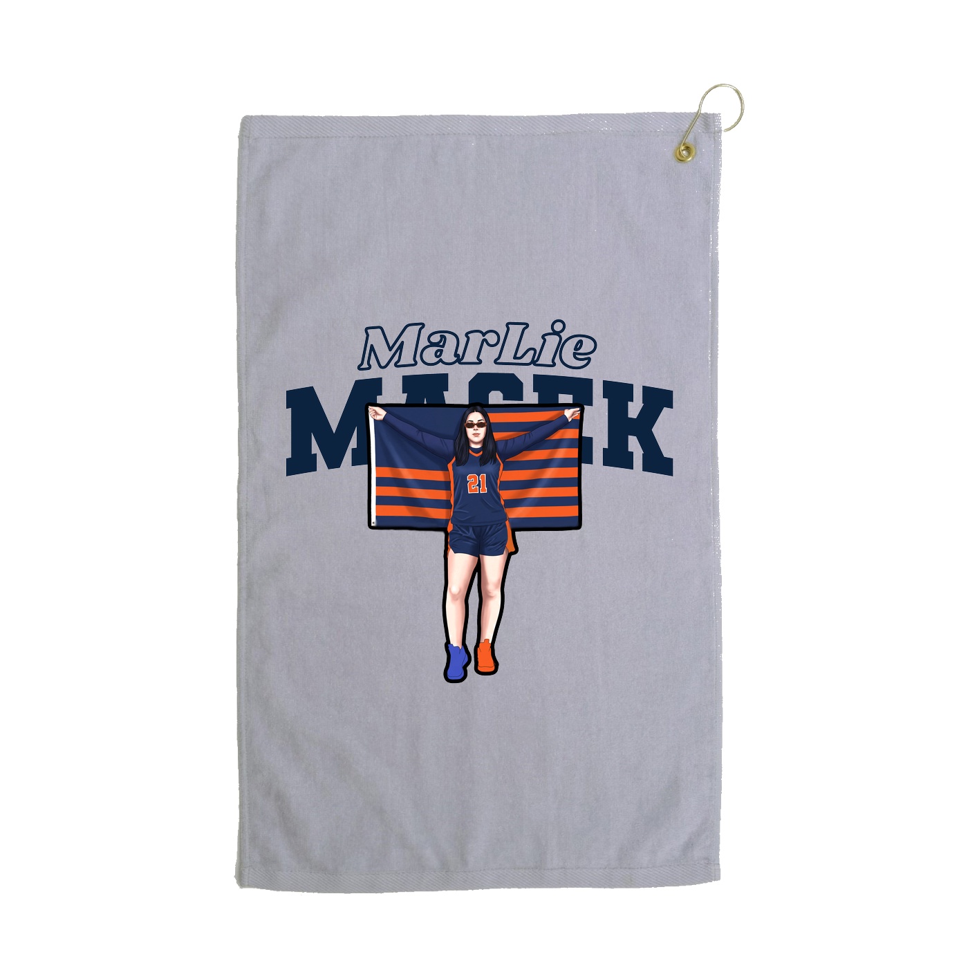 Golf Towel — Name Arch in Grey