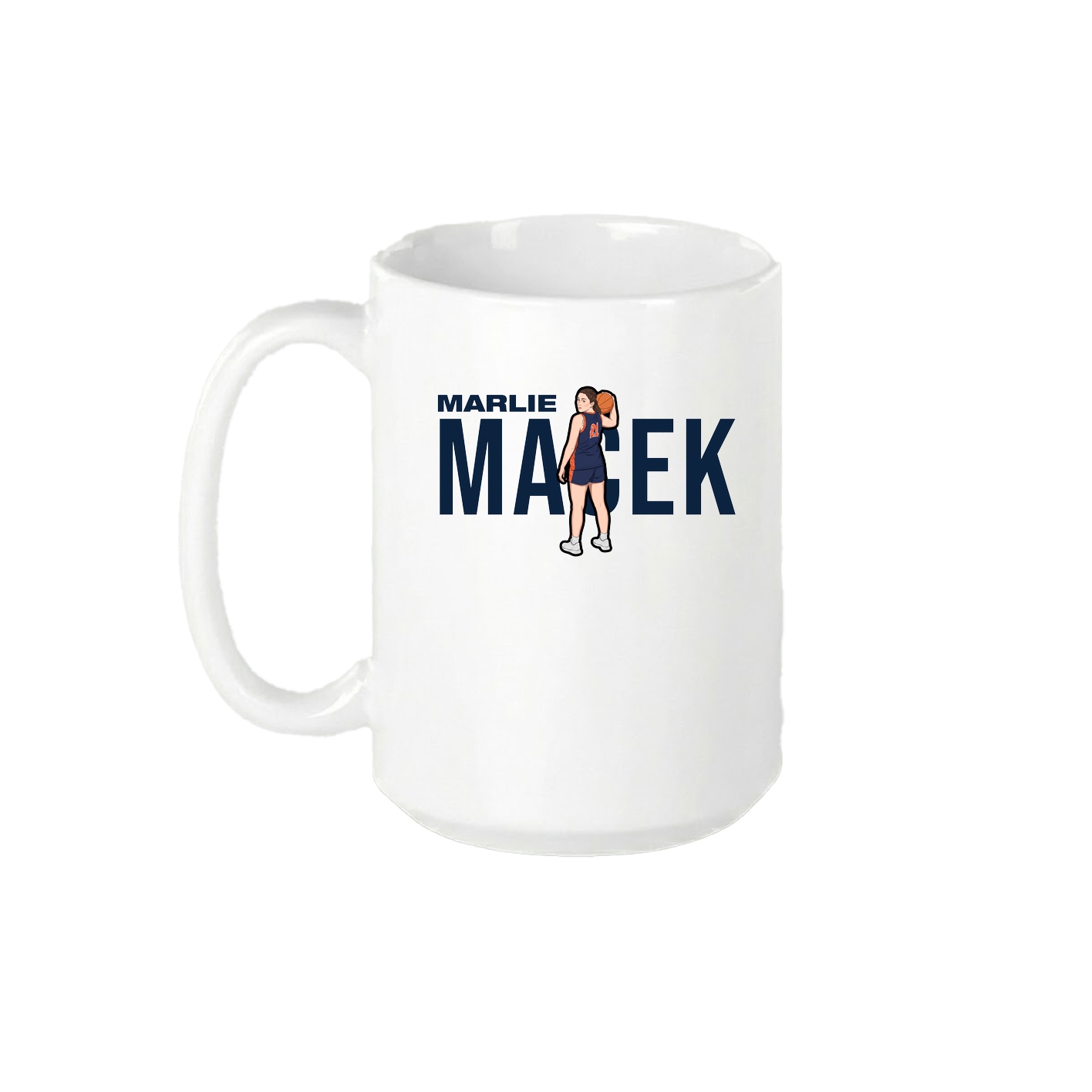 15oz Coffee Mug — Player Name in White