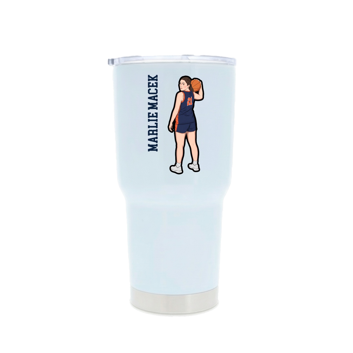 30oz Stainless Steel Tumbler — Name Vertical in White