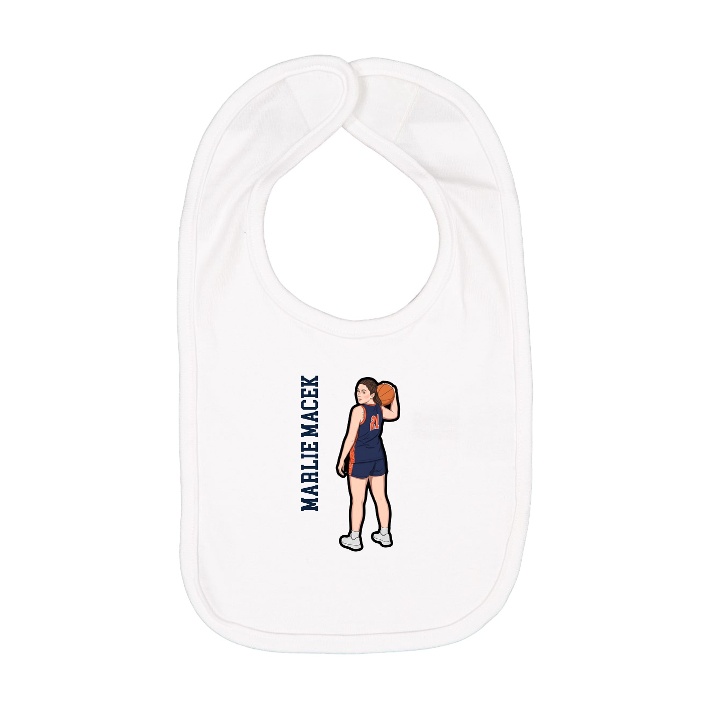 Infant Bib — Name Vertical in White