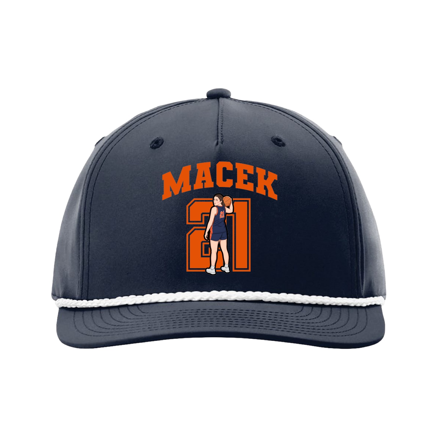 Five-Panel Classic Rope Cap — Number in Navy